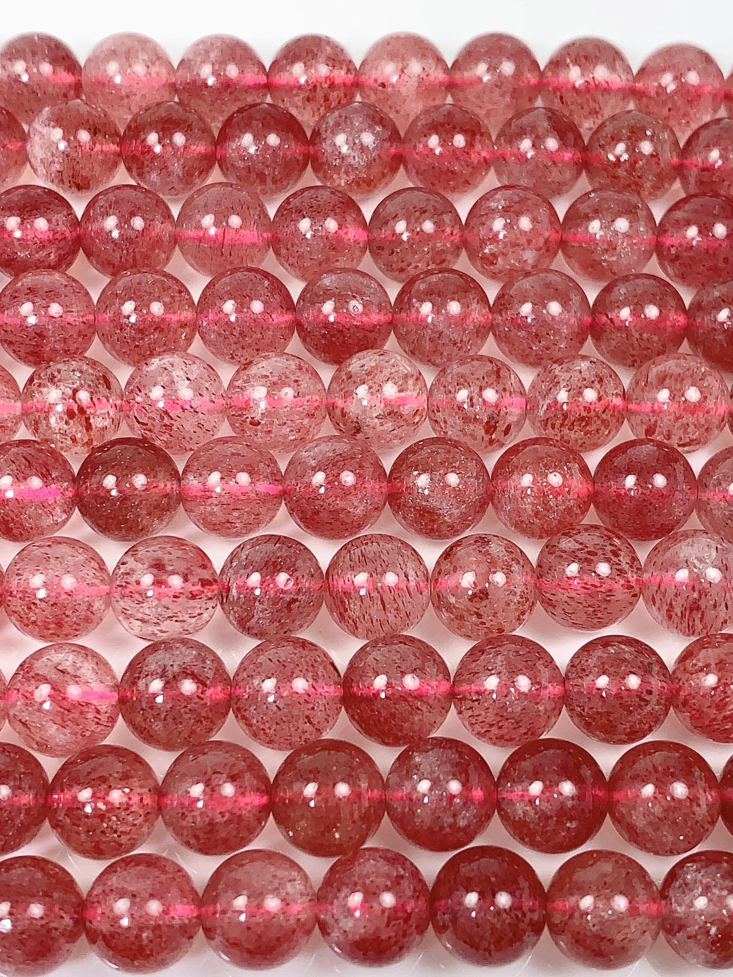 Genuine Natural Red Strawberry Quartz Smooth Round Beads 15.5" Strand Gemstone 8mm