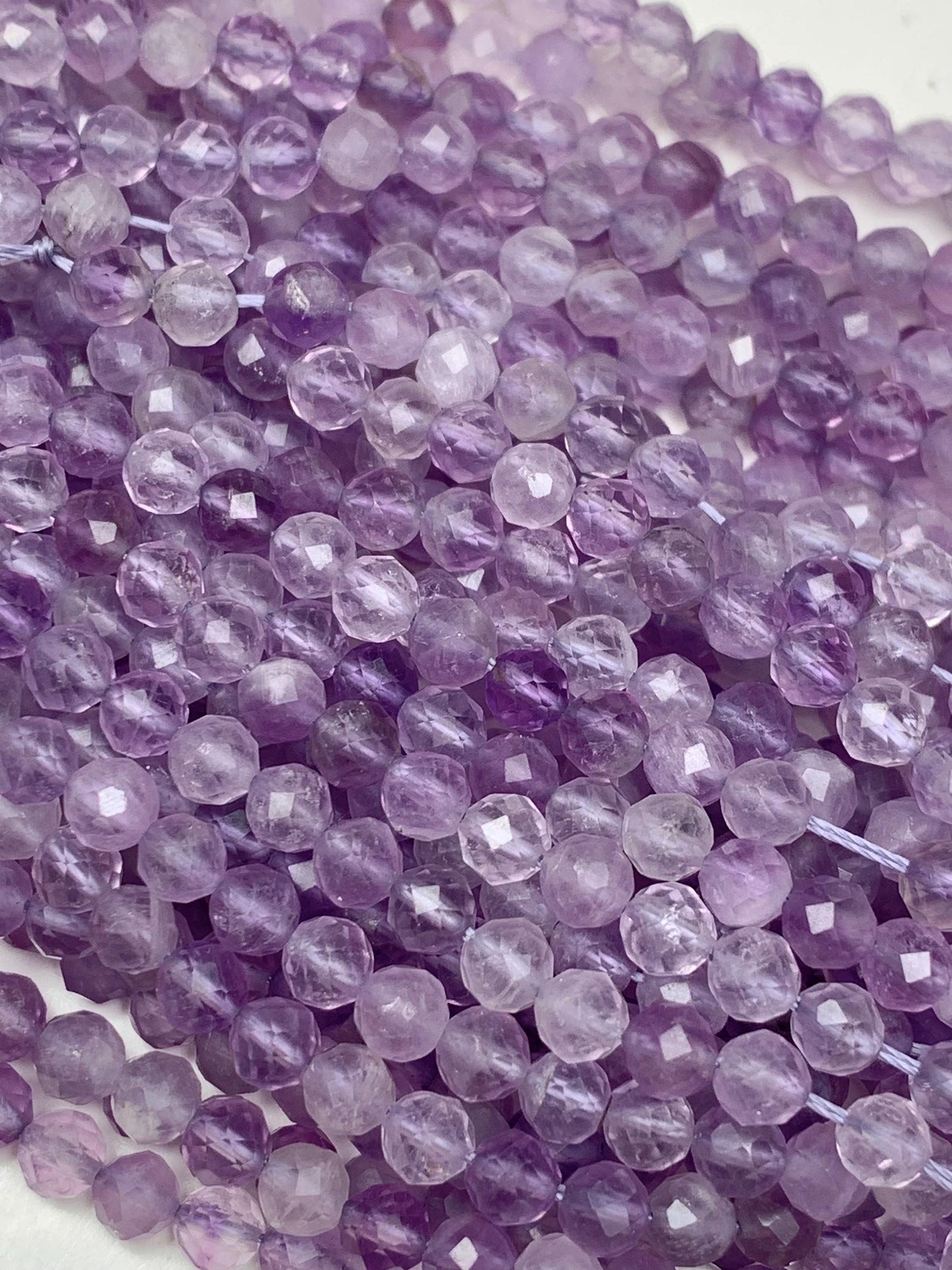 AAA Lavender Amethyst Faceted Round Beads: Natural Gemstone Strand