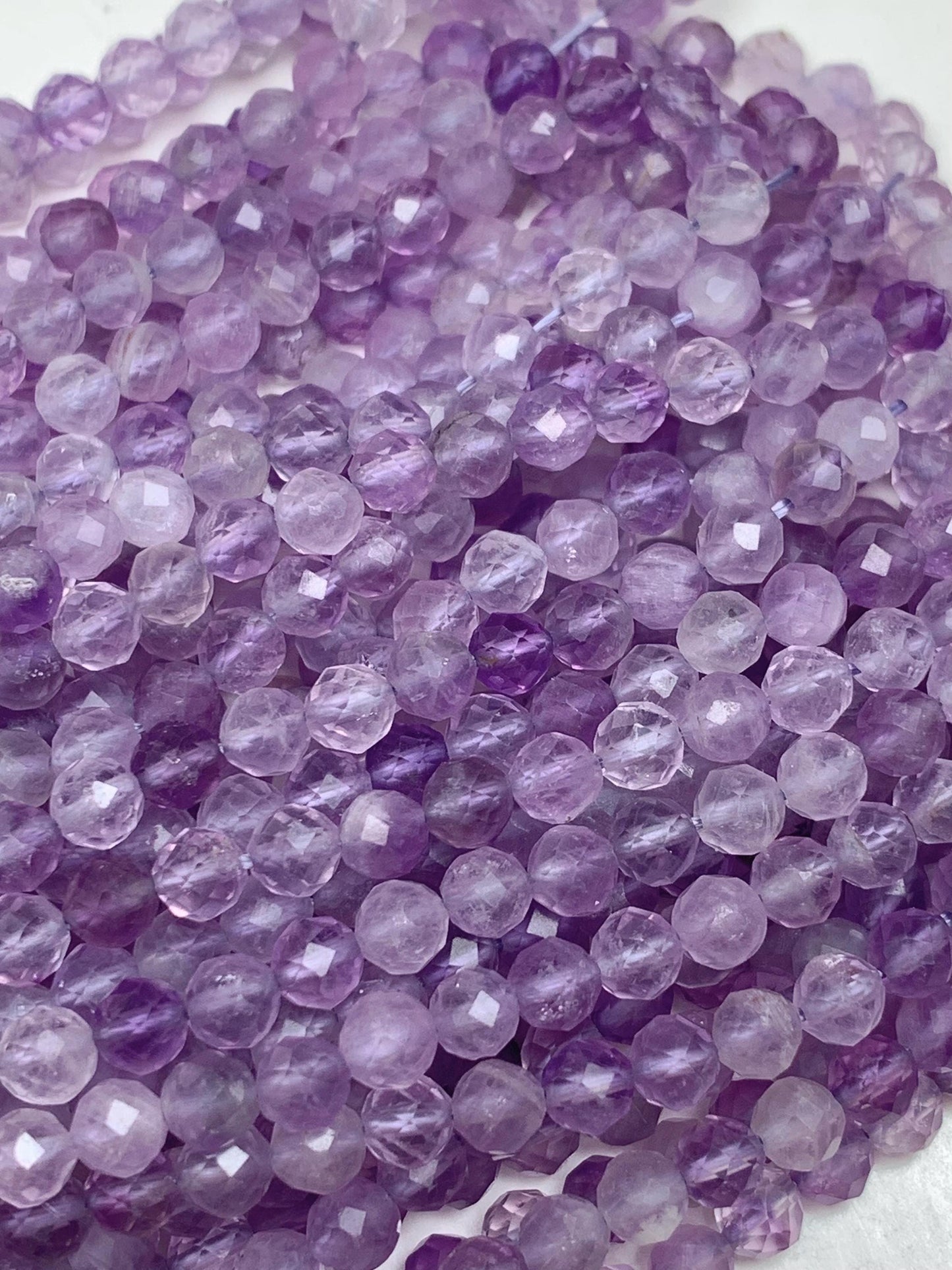 AAA Lavender Amethyst Faceted Round Beads: Natural Gemstone Strand