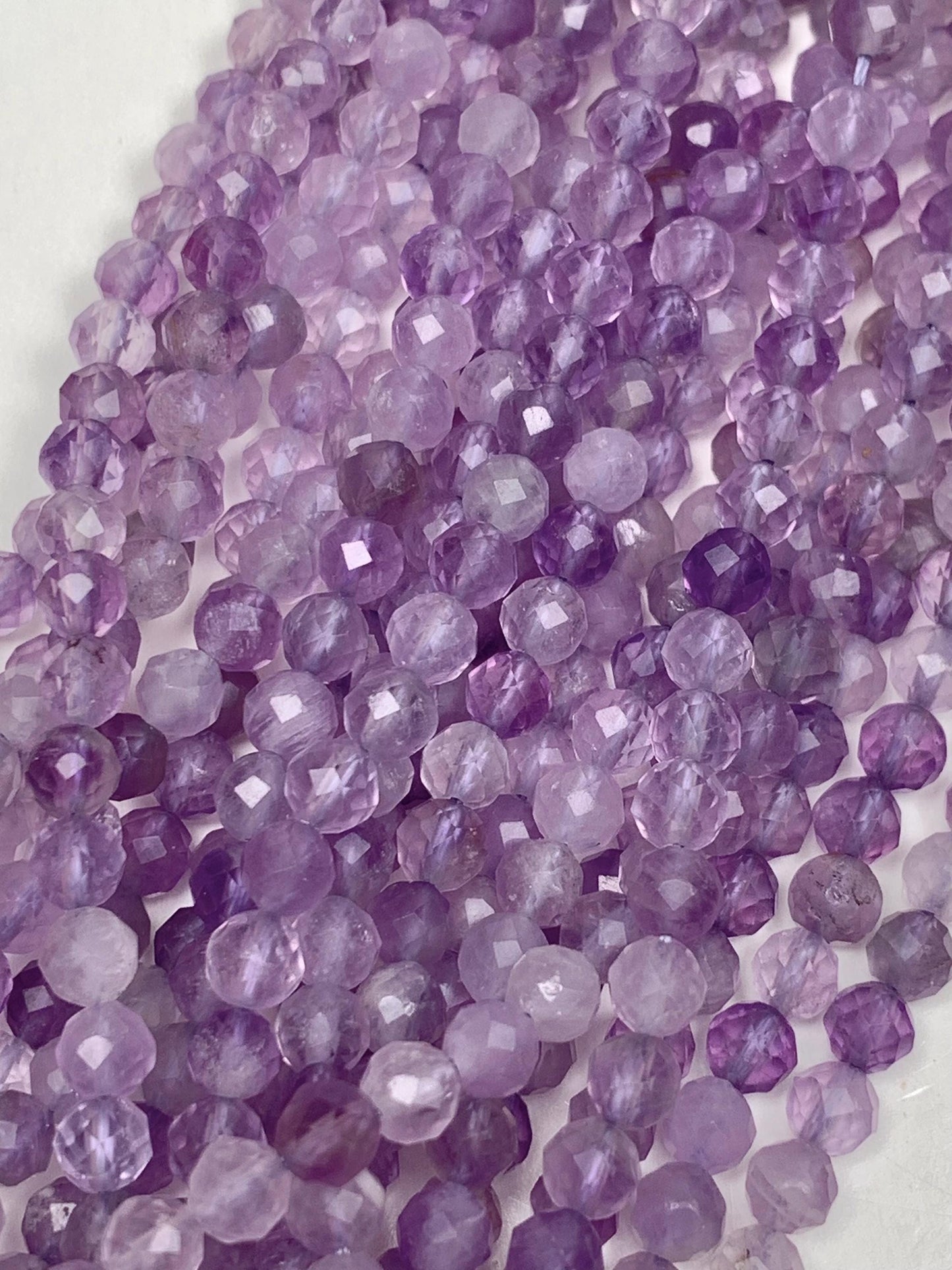 AAA Lavender Amethyst Faceted Round Beads: Natural Gemstone Strand
