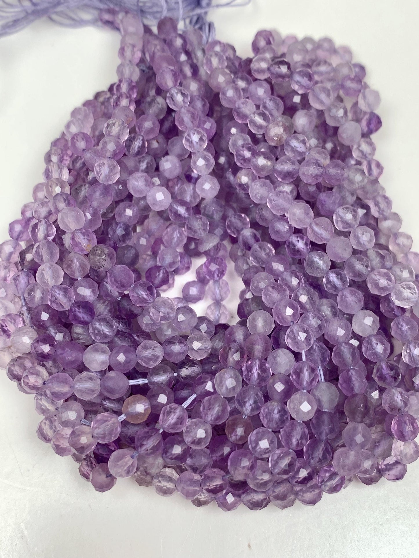 AAA Lavender Amethyst Faceted Round Beads: Natural Gemstone Strand