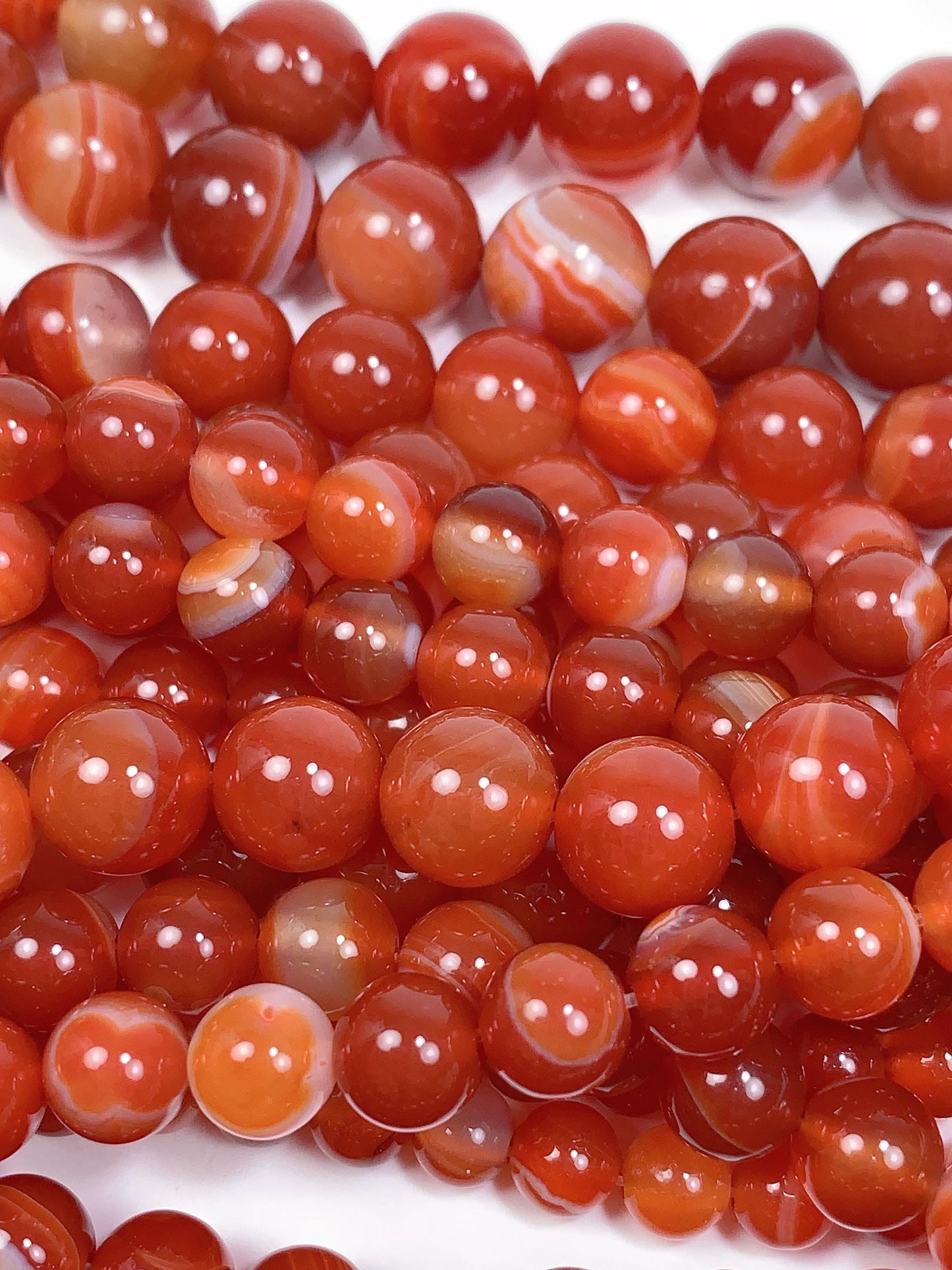 AAA Deep Red Striped Agate Smooth Round Beads: Natural Genuine Gemstone 15.5" Strand 4mm 6mm 8mm 10mm 12mm