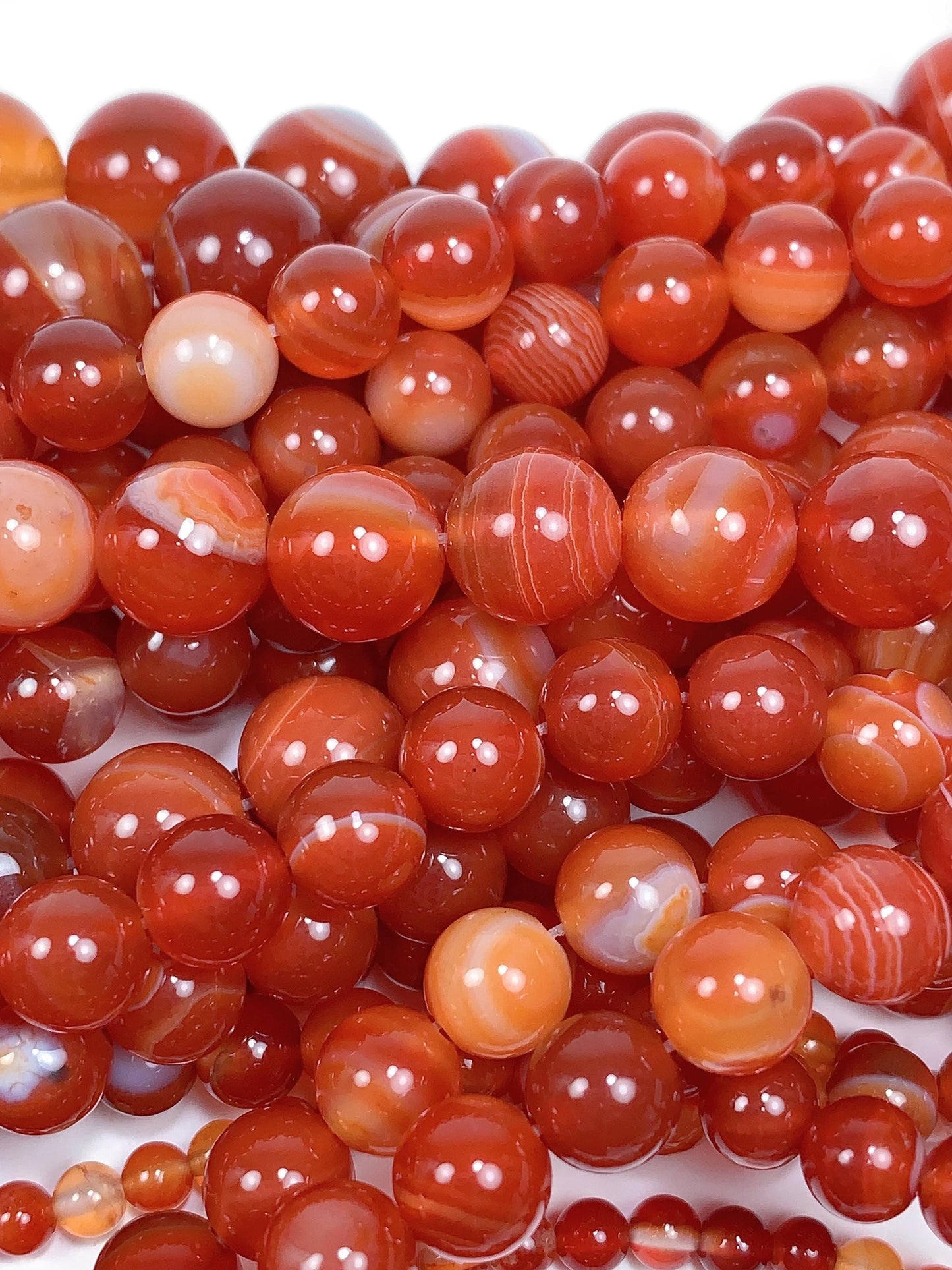 AAA Deep Red Striped Agate Smooth Round Beads: Natural Genuine Gemstone 15.5" Strand 4mm 6mm 8mm 10mm 12mm
