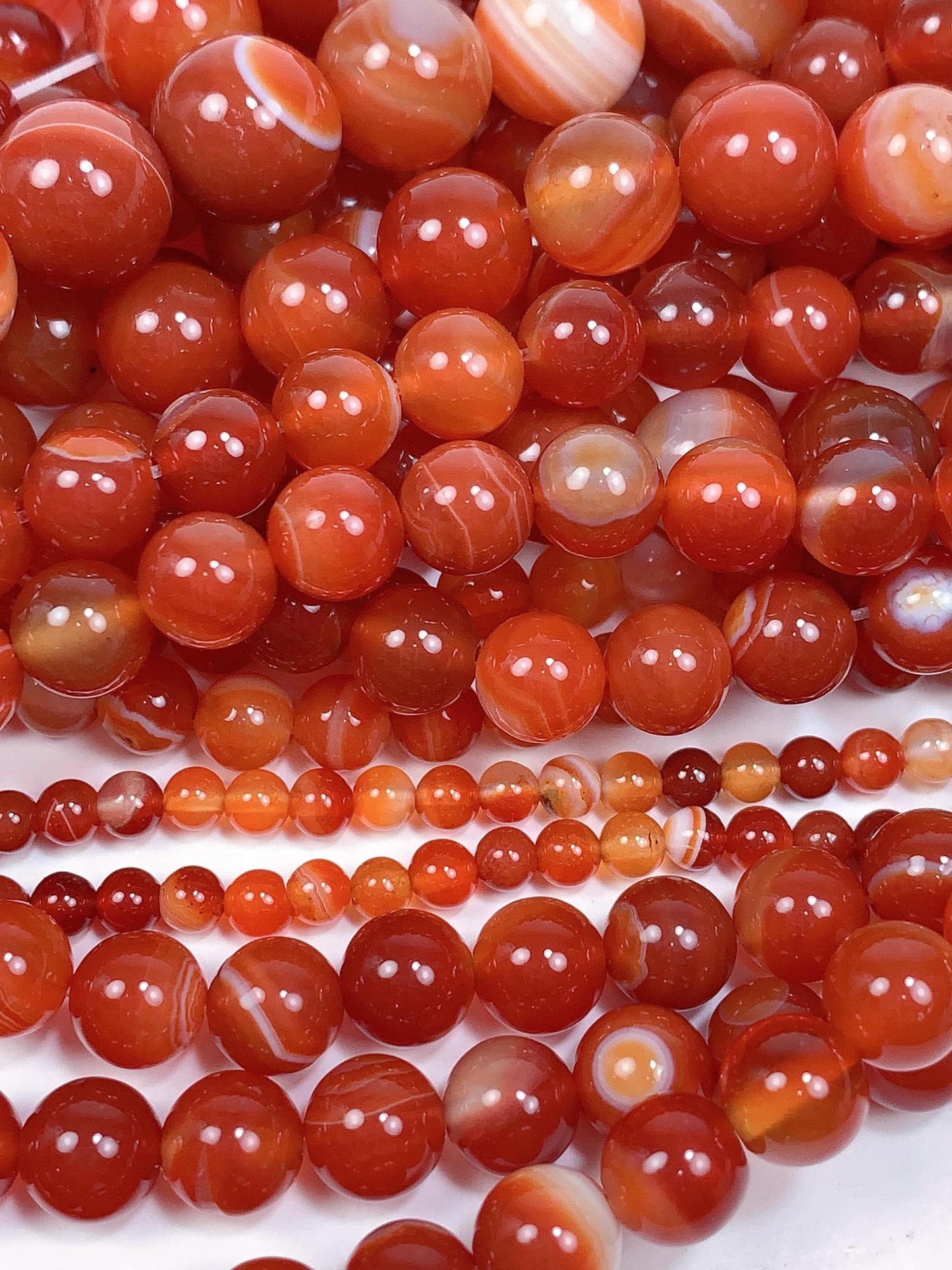 AAA Deep Red Striped Agate Smooth Round Beads: Natural Genuine Gemstone 15.5" Strand 4mm 6mm 8mm 10mm 12mm