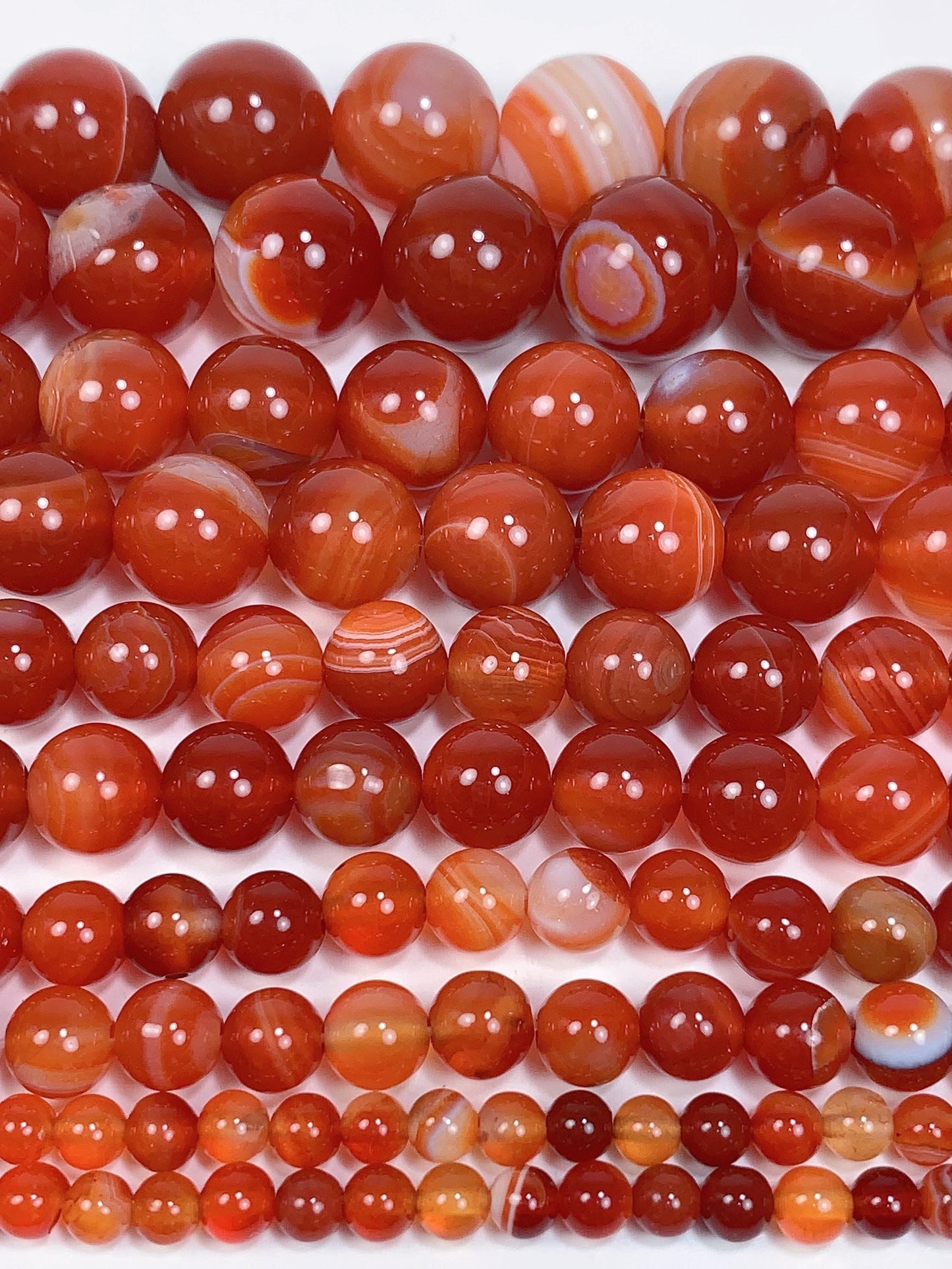 AAA Deep Red Striped Agate Smooth Round Beads: Natural Genuine Gemstone 15.5" Strand 4mm 6mm 8mm 10mm 12mm