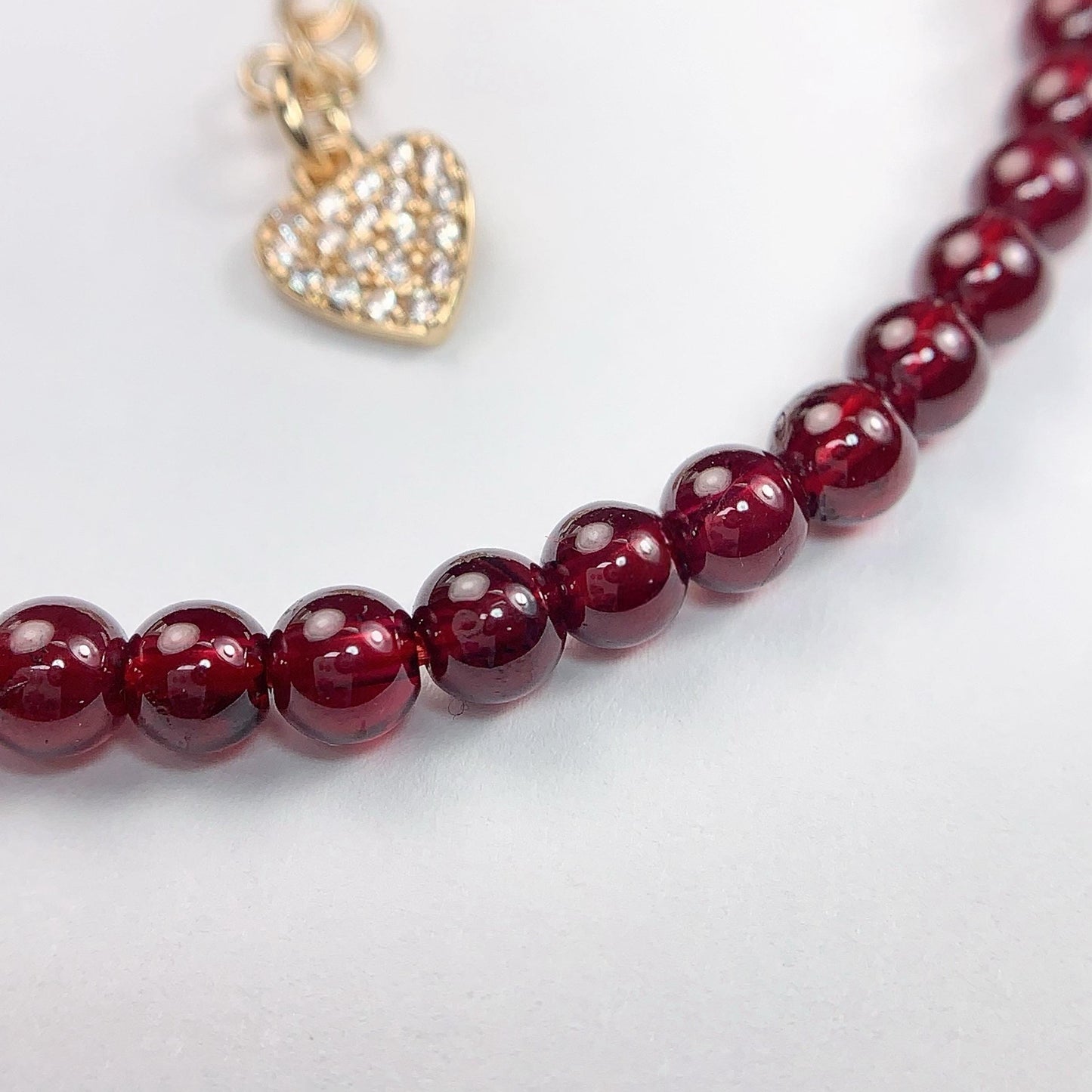 Red Garnet Bracelet: 14K Gold Filled Heart, January Birthstone