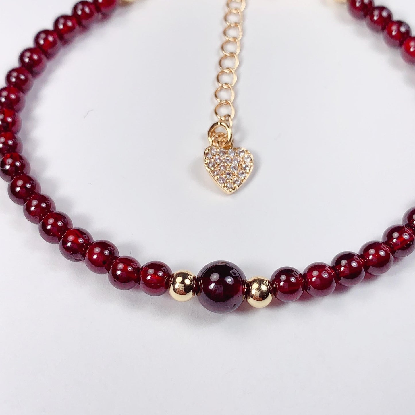 Natural Red Garnet Bracelet: 14K Gold Filled, January Birthstone