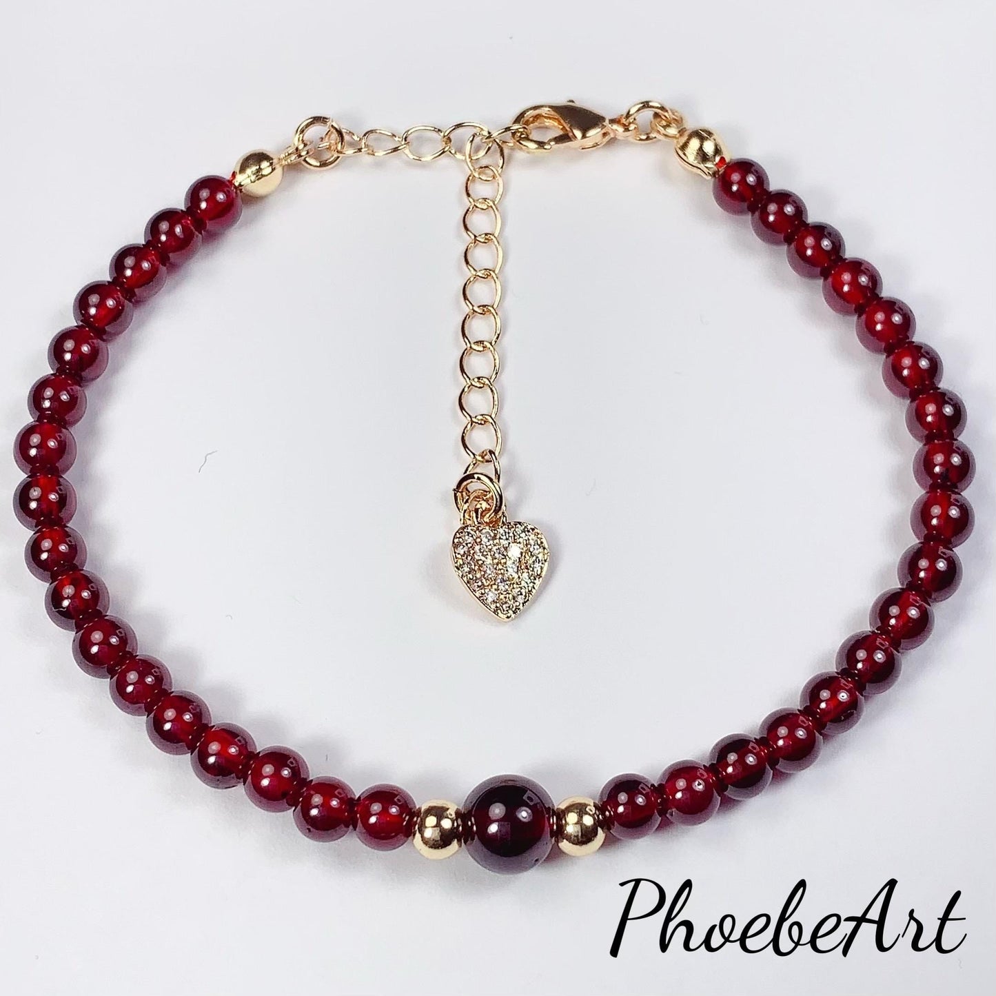 Natural Red Garnet Bracelet: 14K Gold Filled, January Birthstone