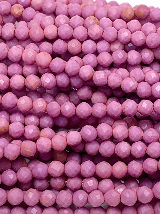 Genuine Natural Pink Purple Phosphosiderite Faceted Round Beads 15.5" Strand 2mm 3mm 4mm DIY