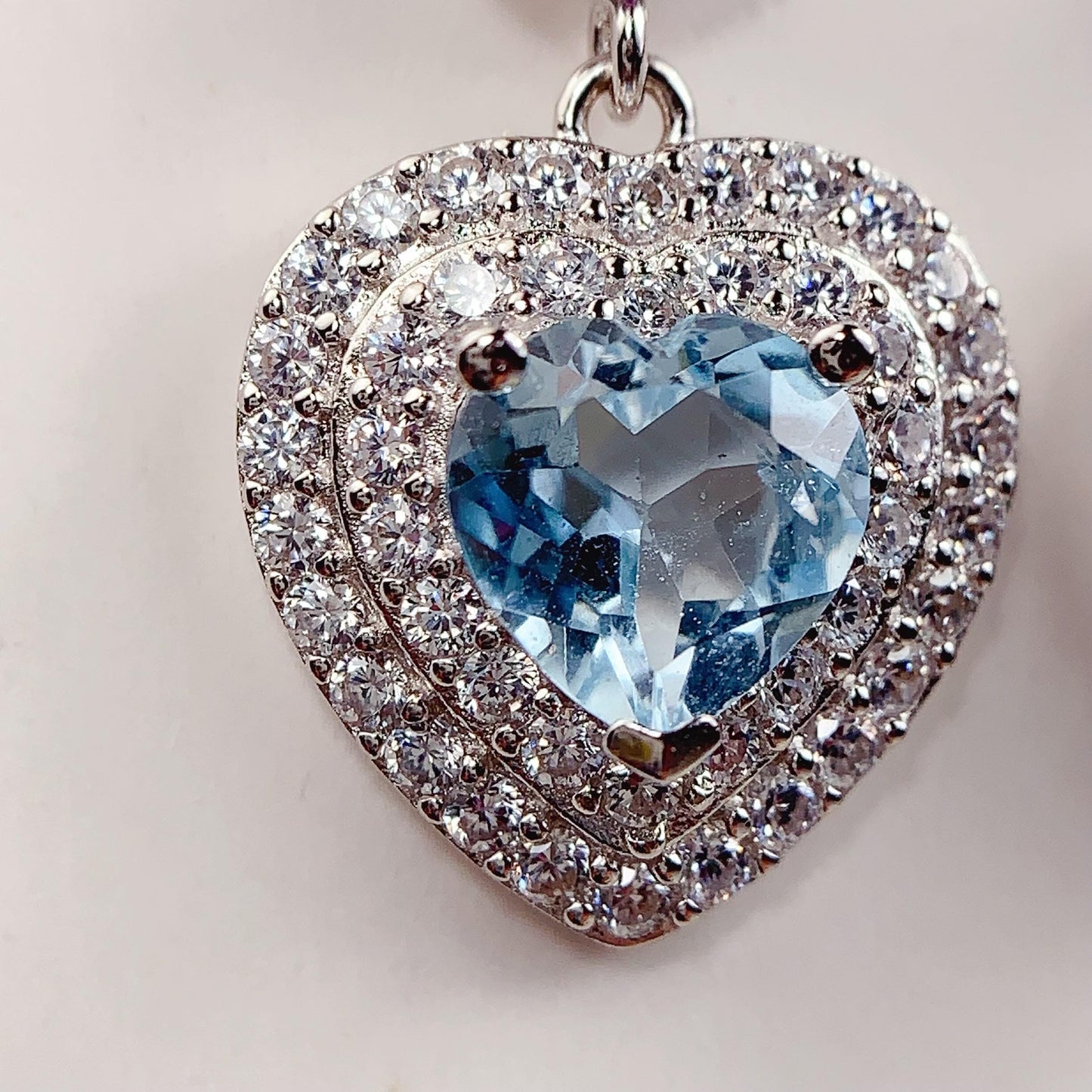 Sky Blue Topaz Heart Earrings: Amethyst, 18k Gold Plated Sterling Silver