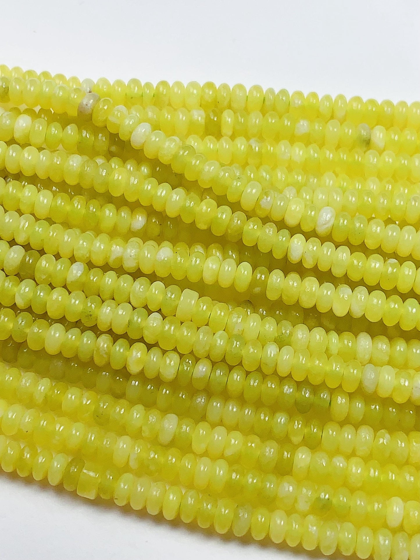 Natural Lemon Serpentine Jade Smooth Rondelle Beads Yellow Green Gemstone Strand 15"