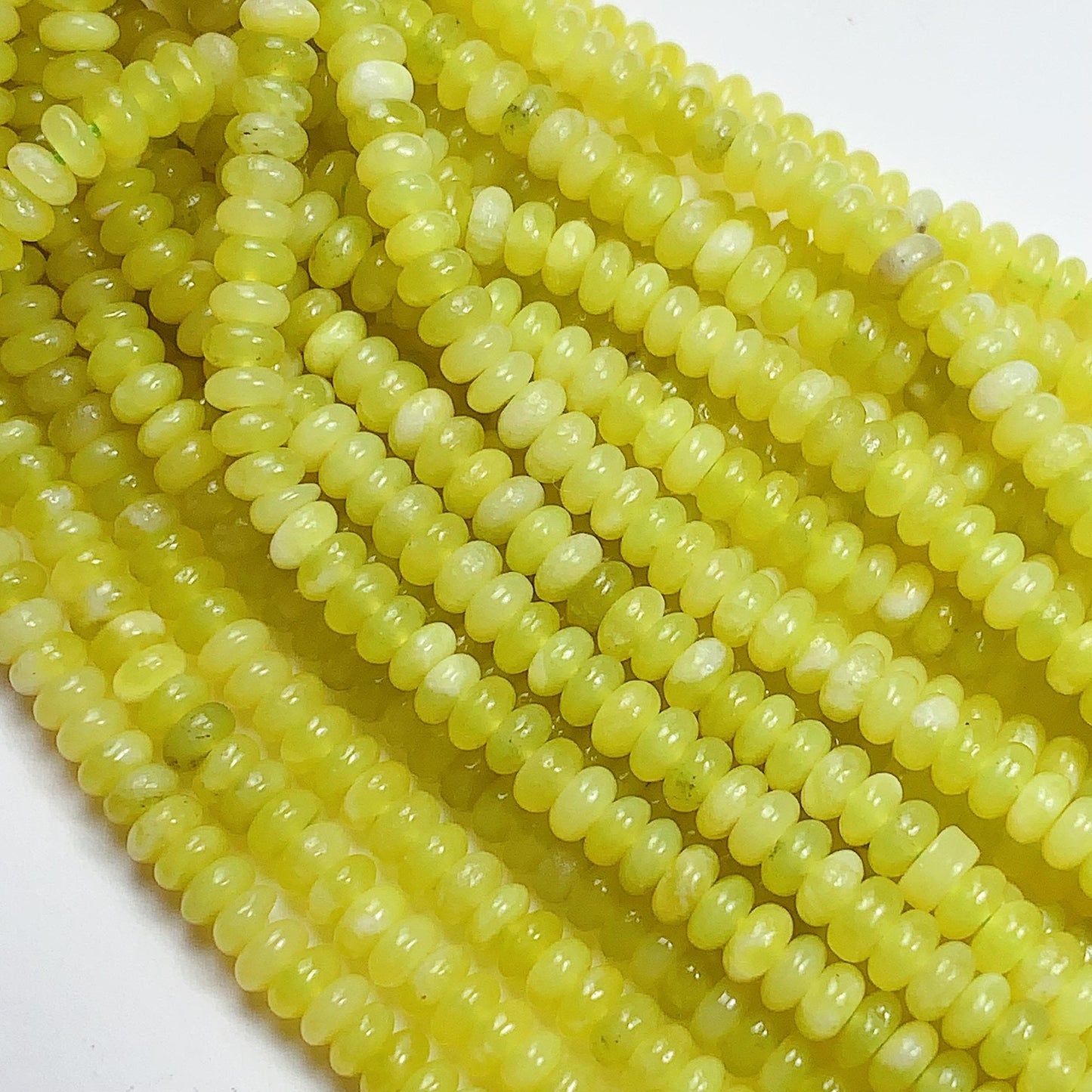 Natural Lemon Serpentine Jade Smooth Rondelle Beads Yellow Green Gemstone Strand 15"