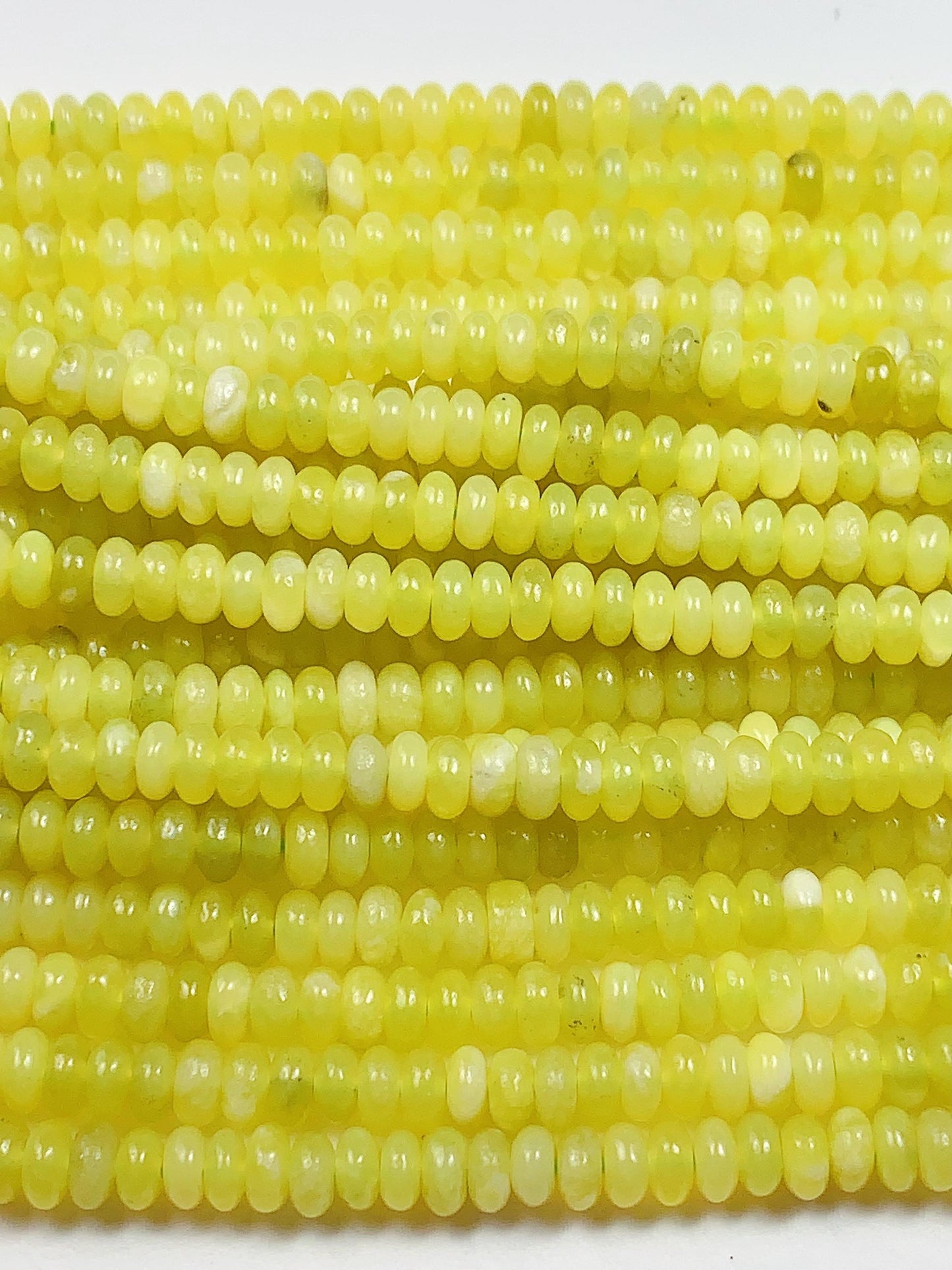 Natural Lemon Serpentine Jade Smooth Rondelle Beads Yellow Green Gemstone Strand 15"