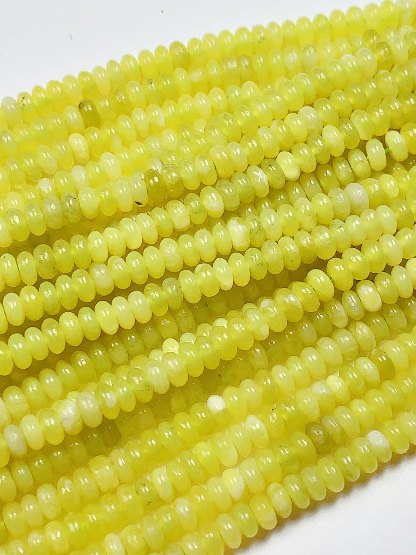 Natural Lemon Serpentine Jade Smooth Rondelle Beads Yellow Green Gemstone Strand 15"