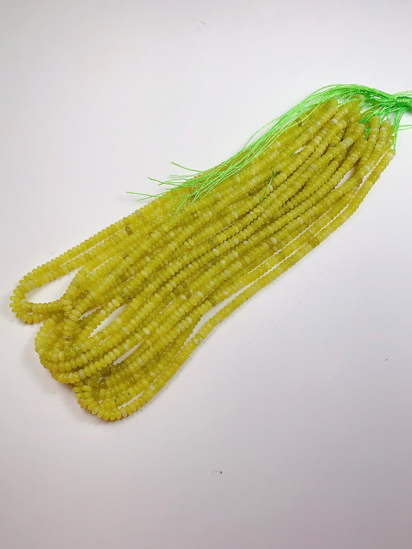 Natural Lemon Serpentine Jade Smooth Rondelle Beads Yellow Green Gemstone Strand 15"