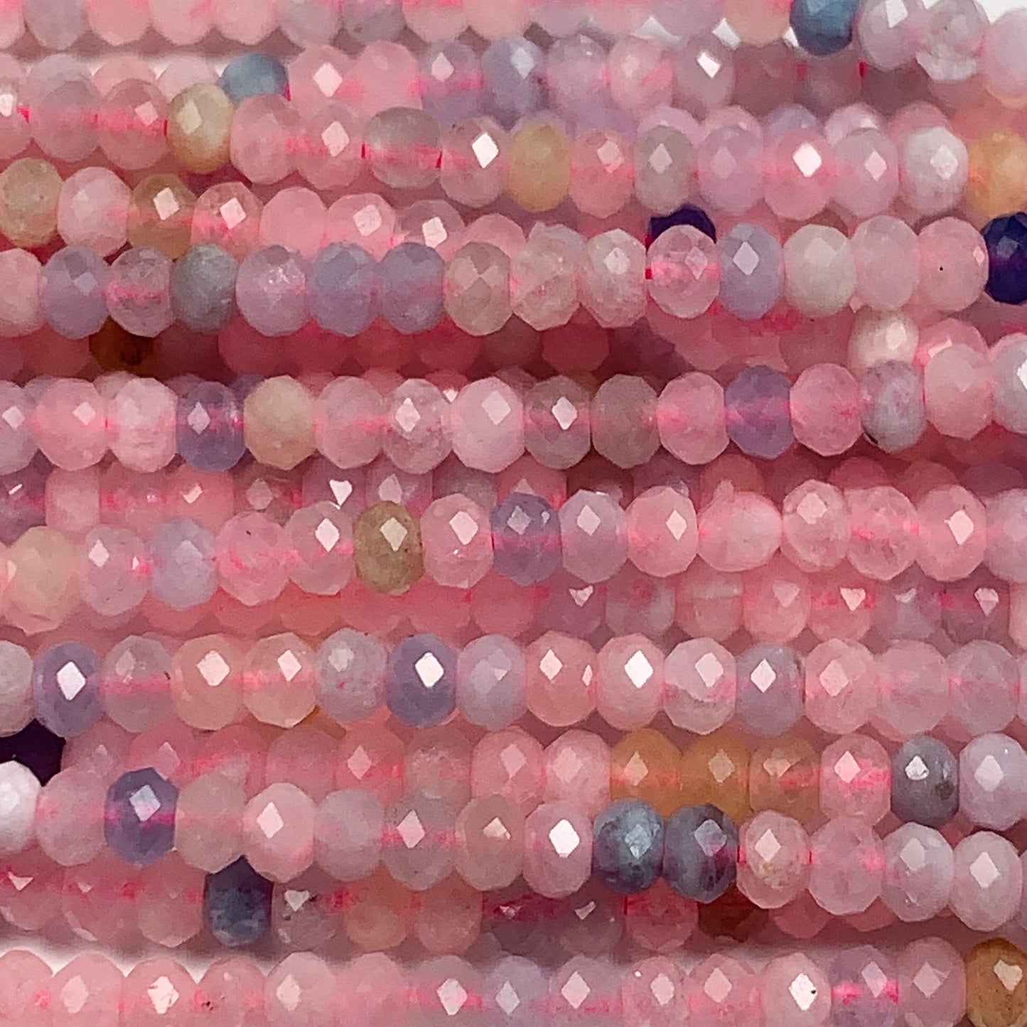 Aquamarine Morganite Rondelle Beads: Natural Gemstone Strand 3mm-4mm