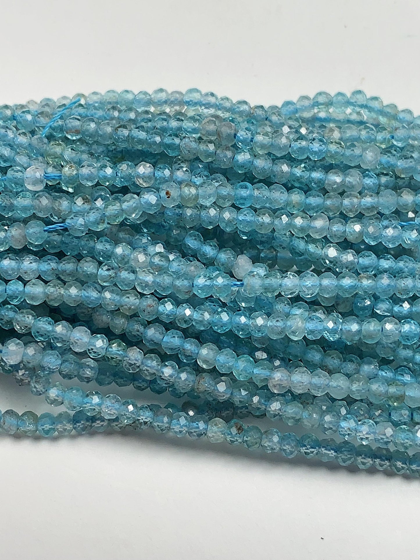 Genuine Natural transparent Blue Apatite Faceted Rondelle Beads 15.5" Strand 2x3mm
