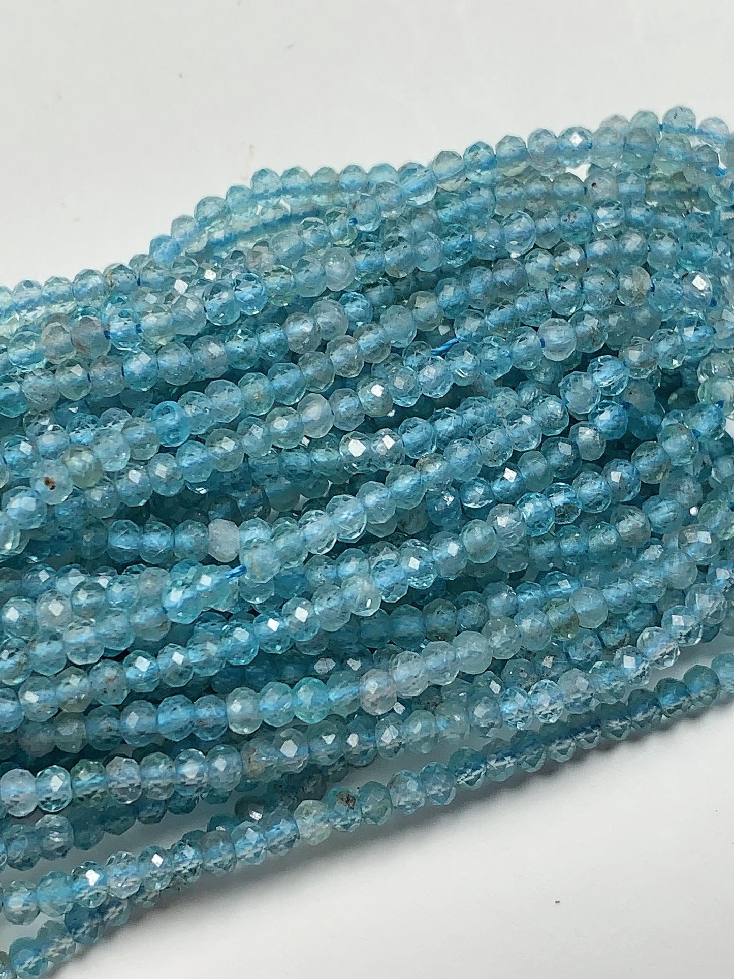 Genuine Natural transparent Blue Apatite Faceted Rondelle Beads 15.5" Strand 2x3mm