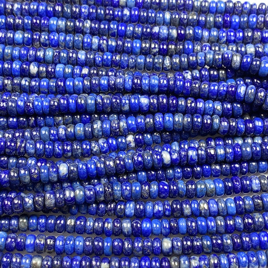 2x4mm Natural blue Lapis Lazuli Smooth Rondelle Beads 15.5" Strand