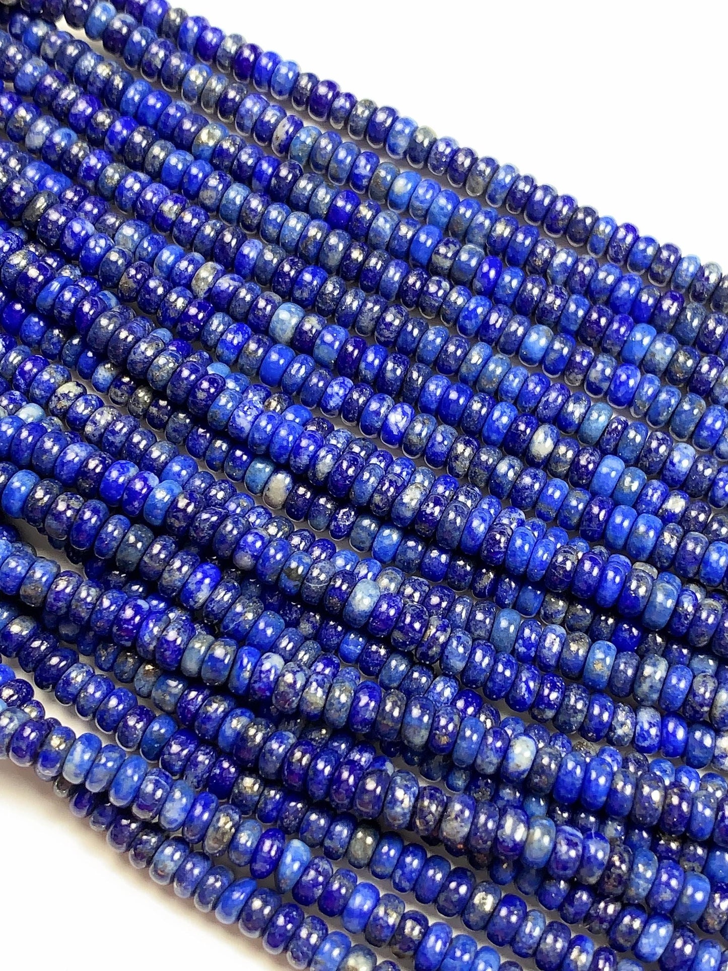 2x4mm Natural blue Lapis Lazuli Smooth Rondelle Beads 15.5" Strand