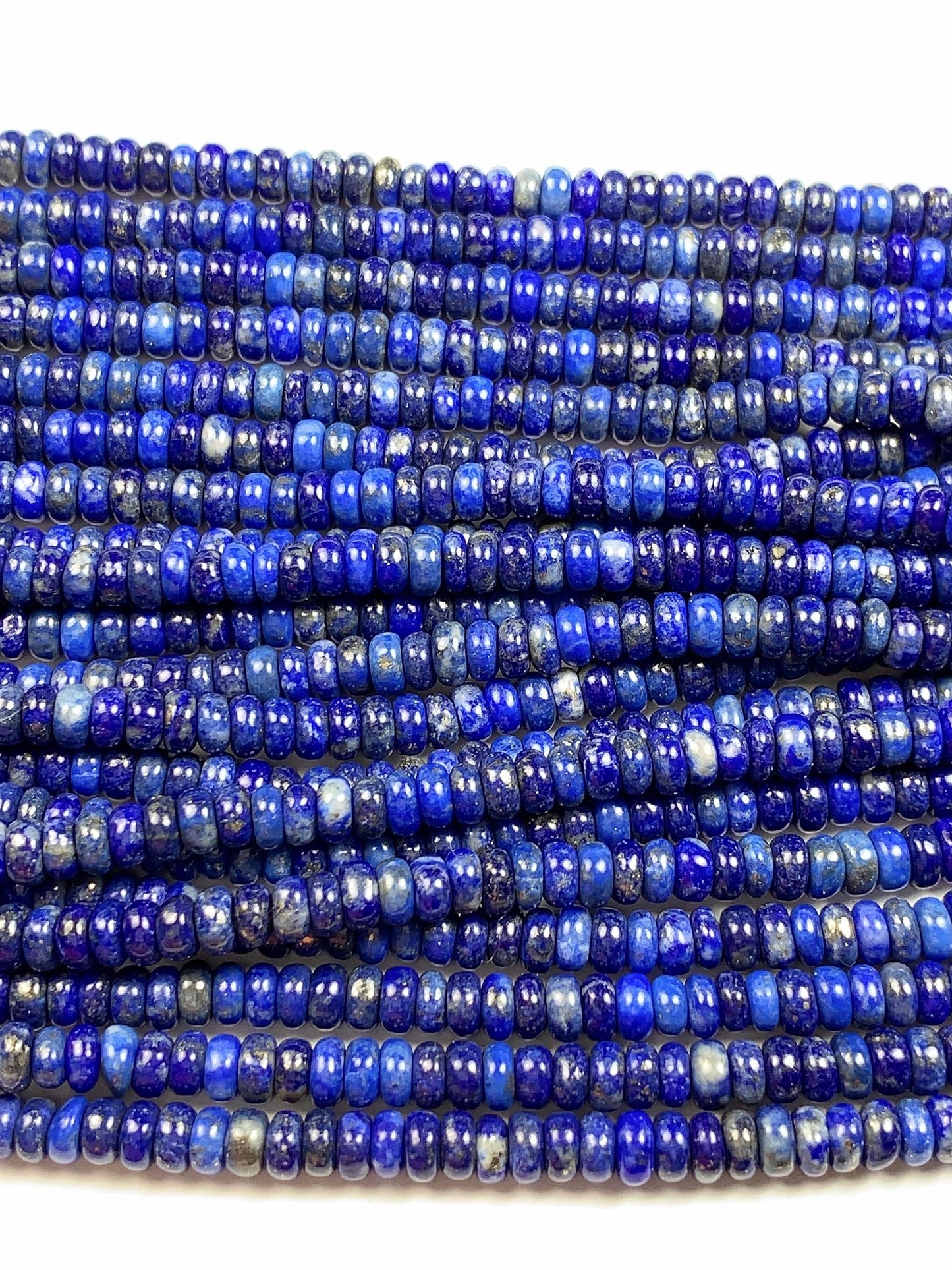 2x4mm Natural blue Lapis Lazuli Smooth Rondelle Beads 15.5" Strand