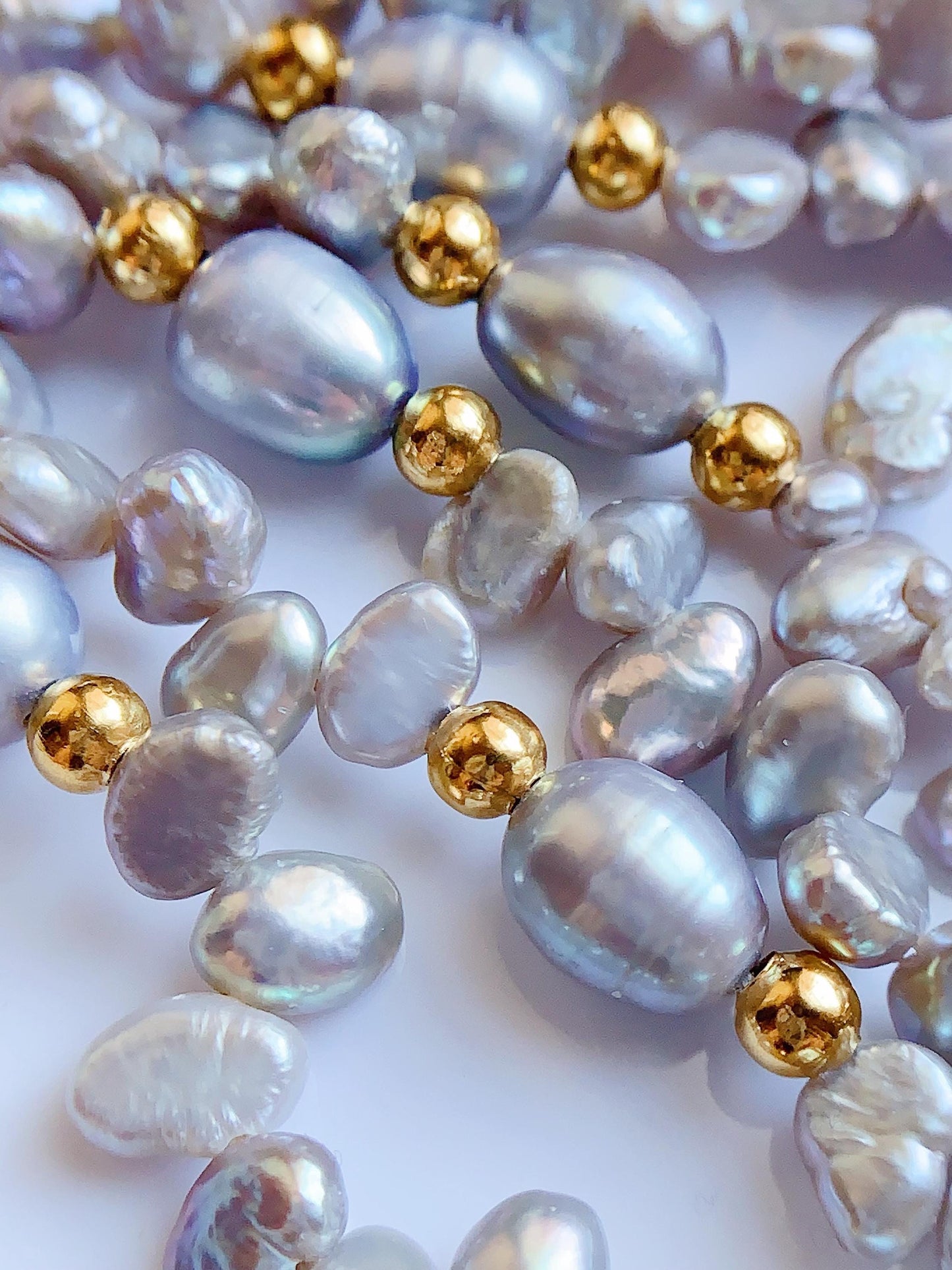 Gray Freshwater Pearl Jewelry Set: 18k Gold Plated Necklace, Bracelet & Earrings