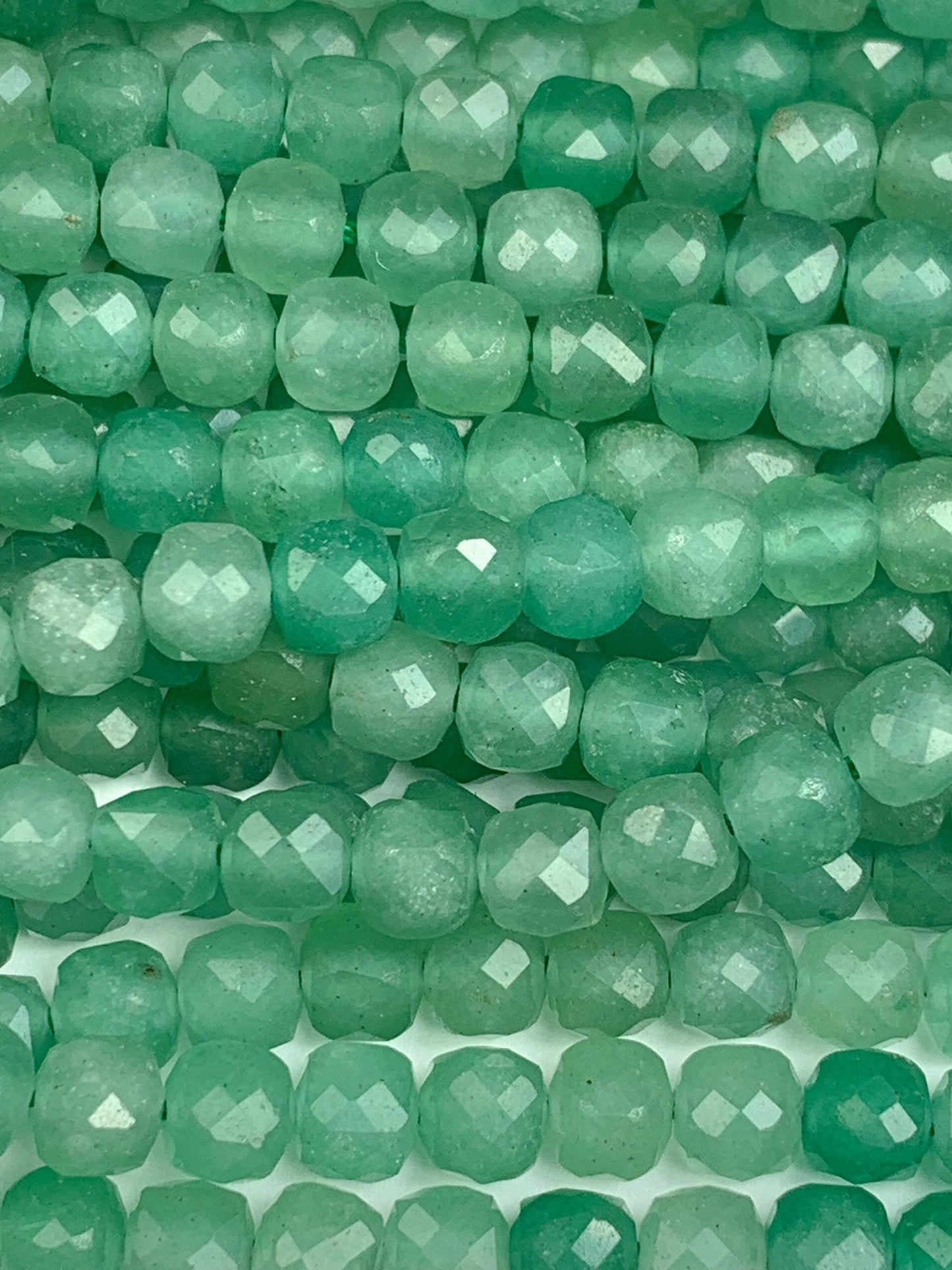 5mm + Good Quality Genuine Natural Green Aventurine Cube Square Beads 15.5" Strand