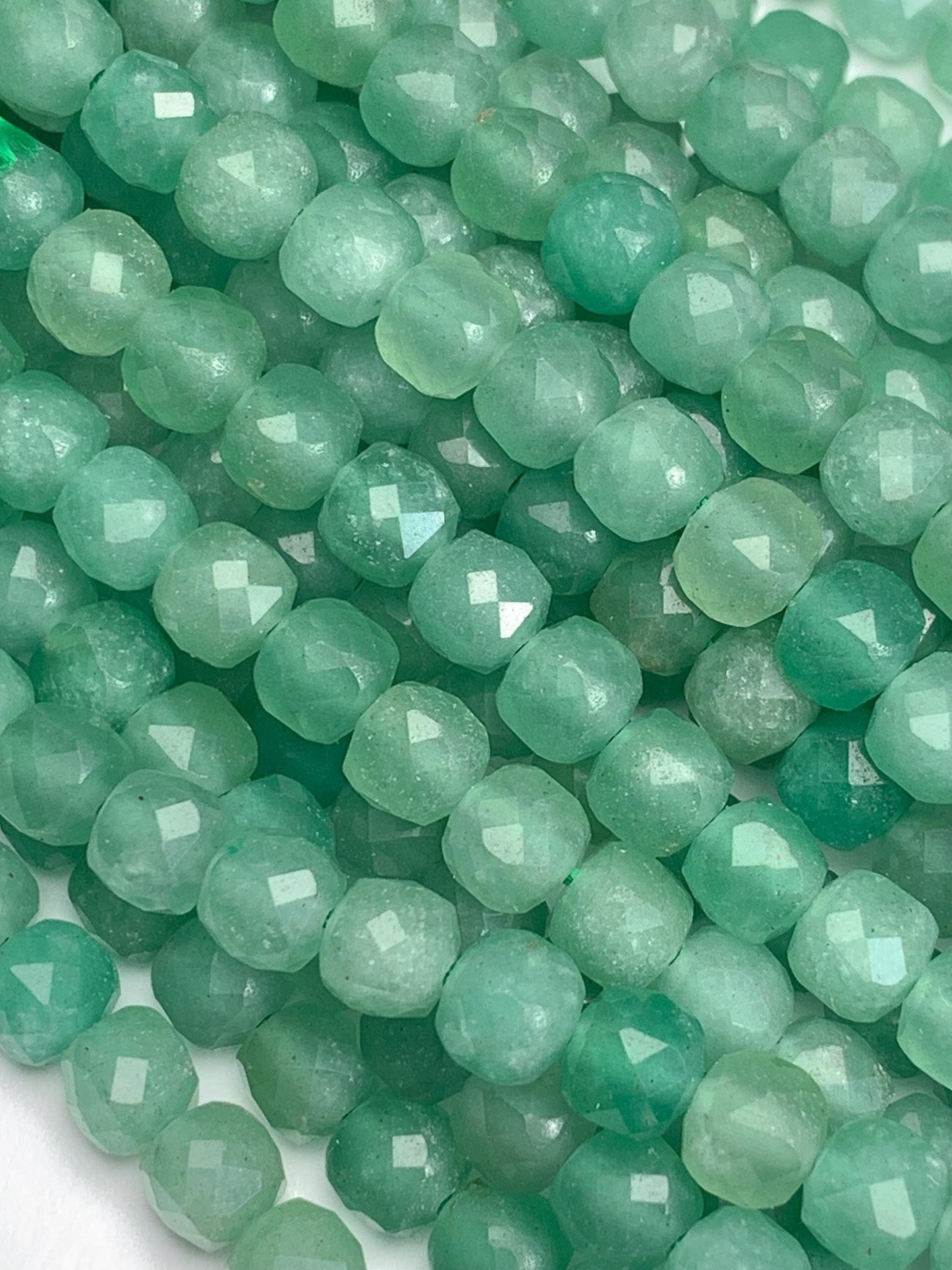 5mm + Good Quality Genuine Natural Green Aventurine Cube Square Beads 15.5" Strand