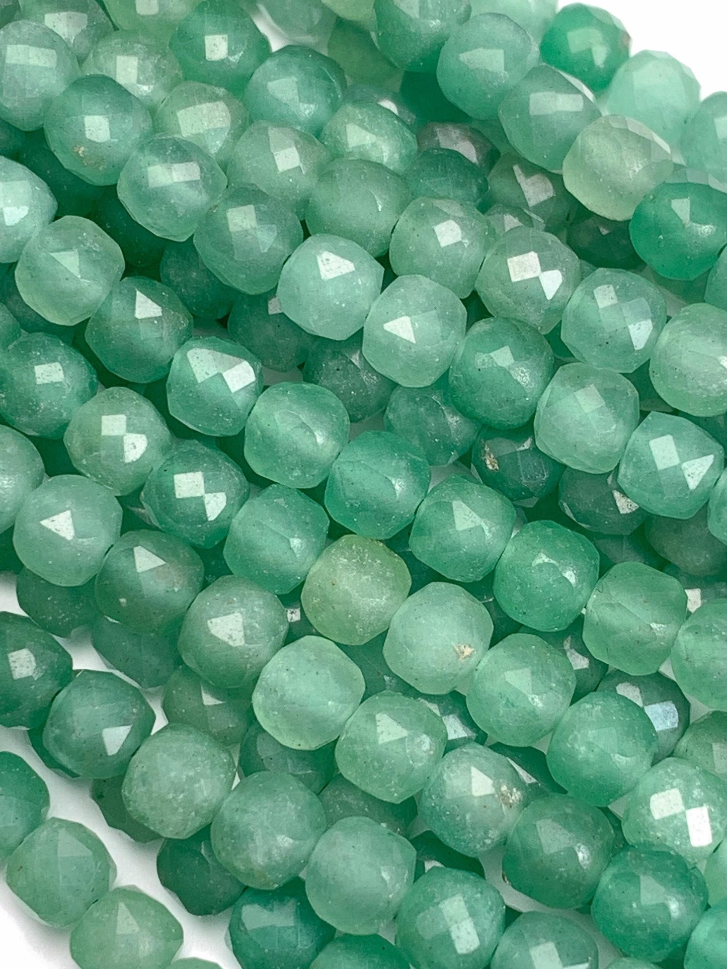 5mm + Good Quality Genuine Natural Green Aventurine Cube Square Beads 15.5" Strand