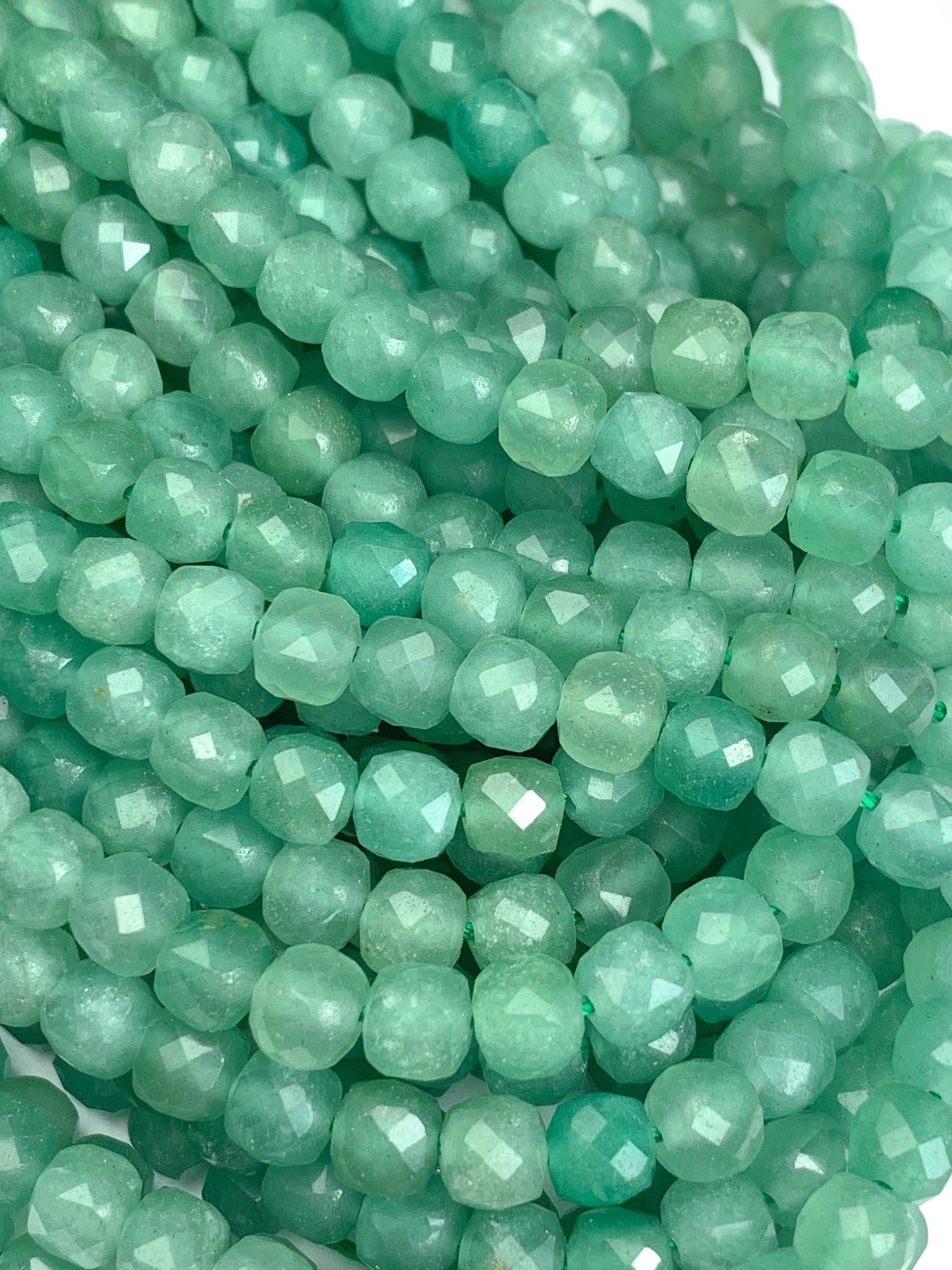 5mm + Good Quality Genuine Natural Green Aventurine Cube Square Beads 15.5" Strand