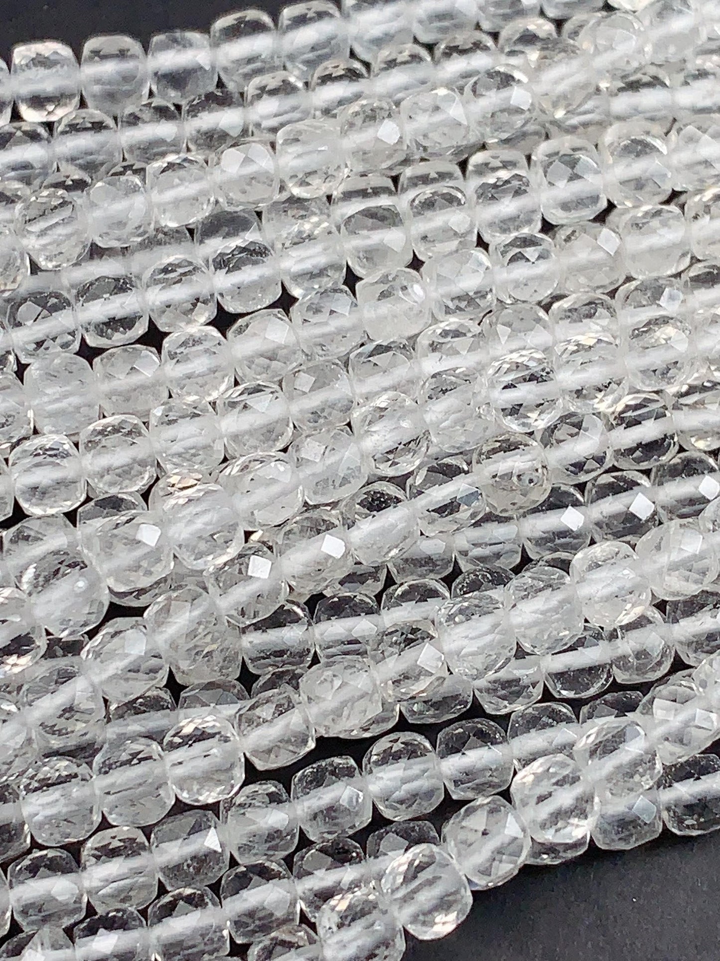 4.5mm AAA Clear Quartz White Crystal Rock Faceted Cube Square Beads 15.5" Strand
