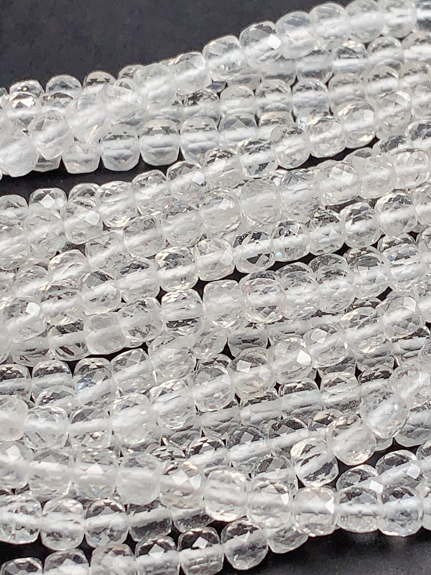 4.5mm + Grade AAA+ Genuine Natural  white clear quartz crystals Rock Faceted Cube Square Beads 15.5" Strand