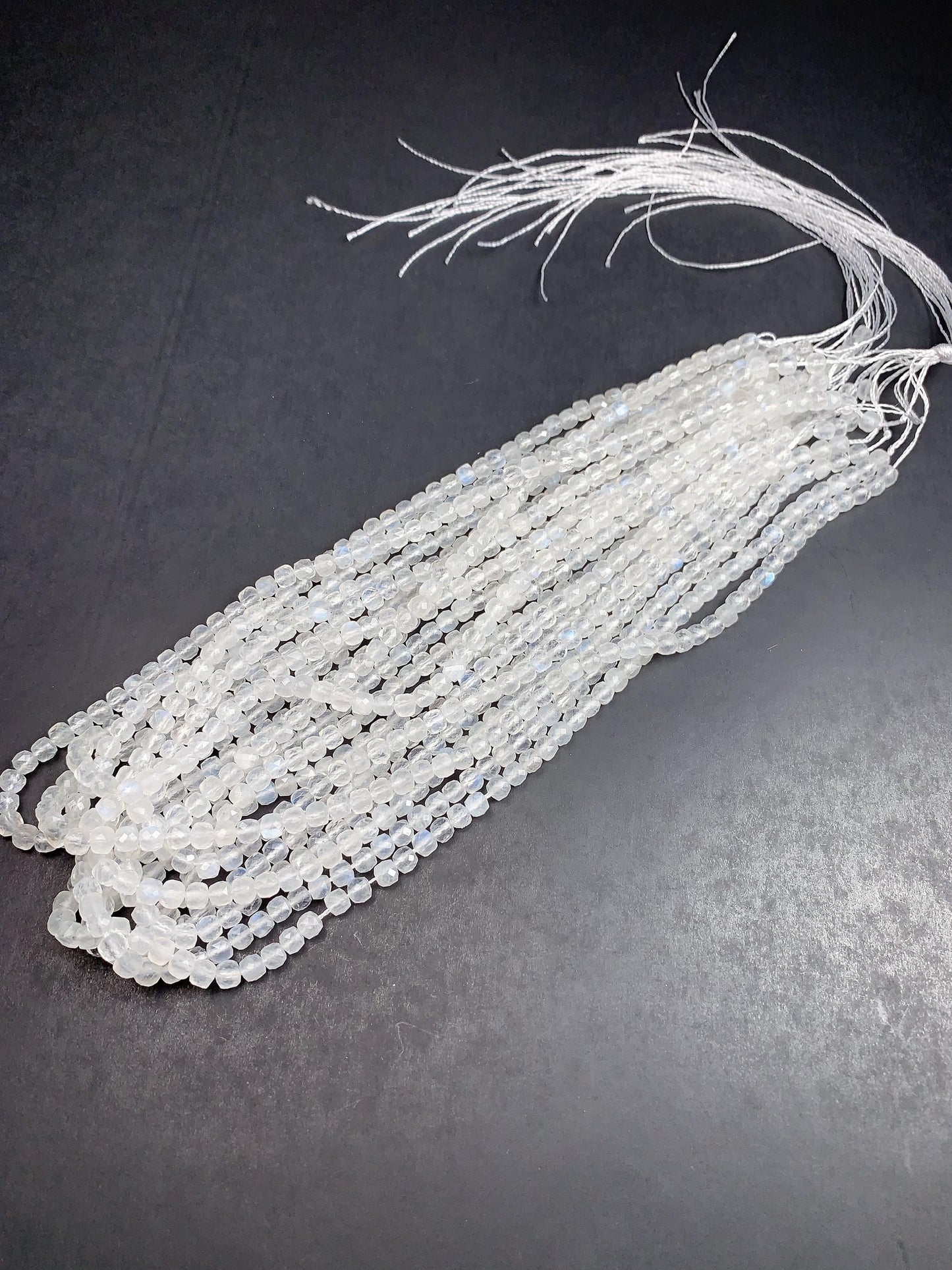 Rainbow Moonstone Beads: 4.5mm Faceted Cube, 15.5" Strand