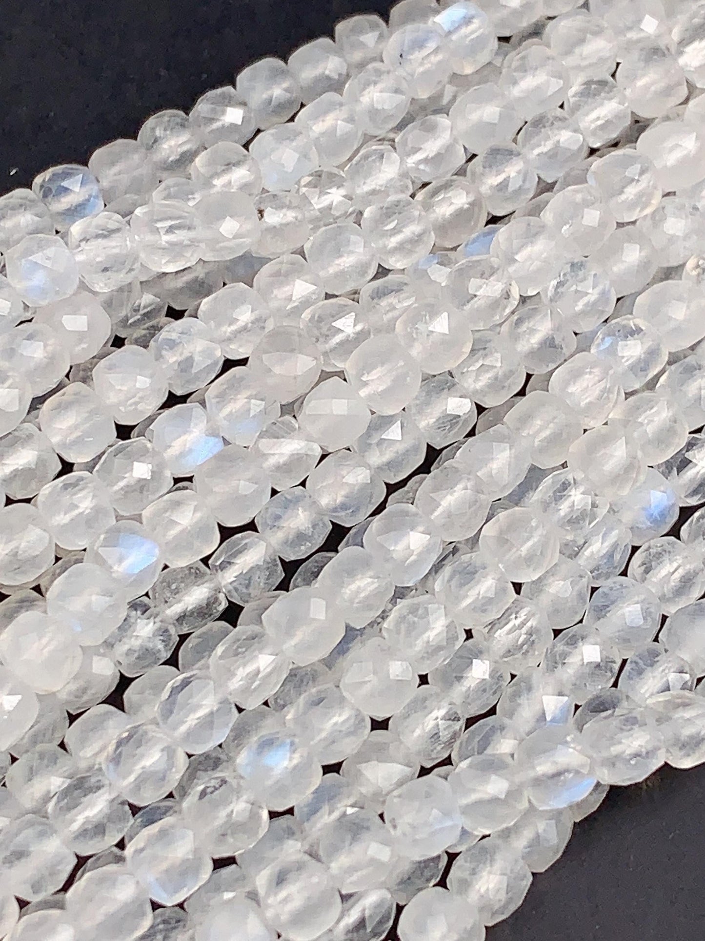Rainbow Moonstone Beads: 4.5mm Faceted Cube, 15.5" Strand