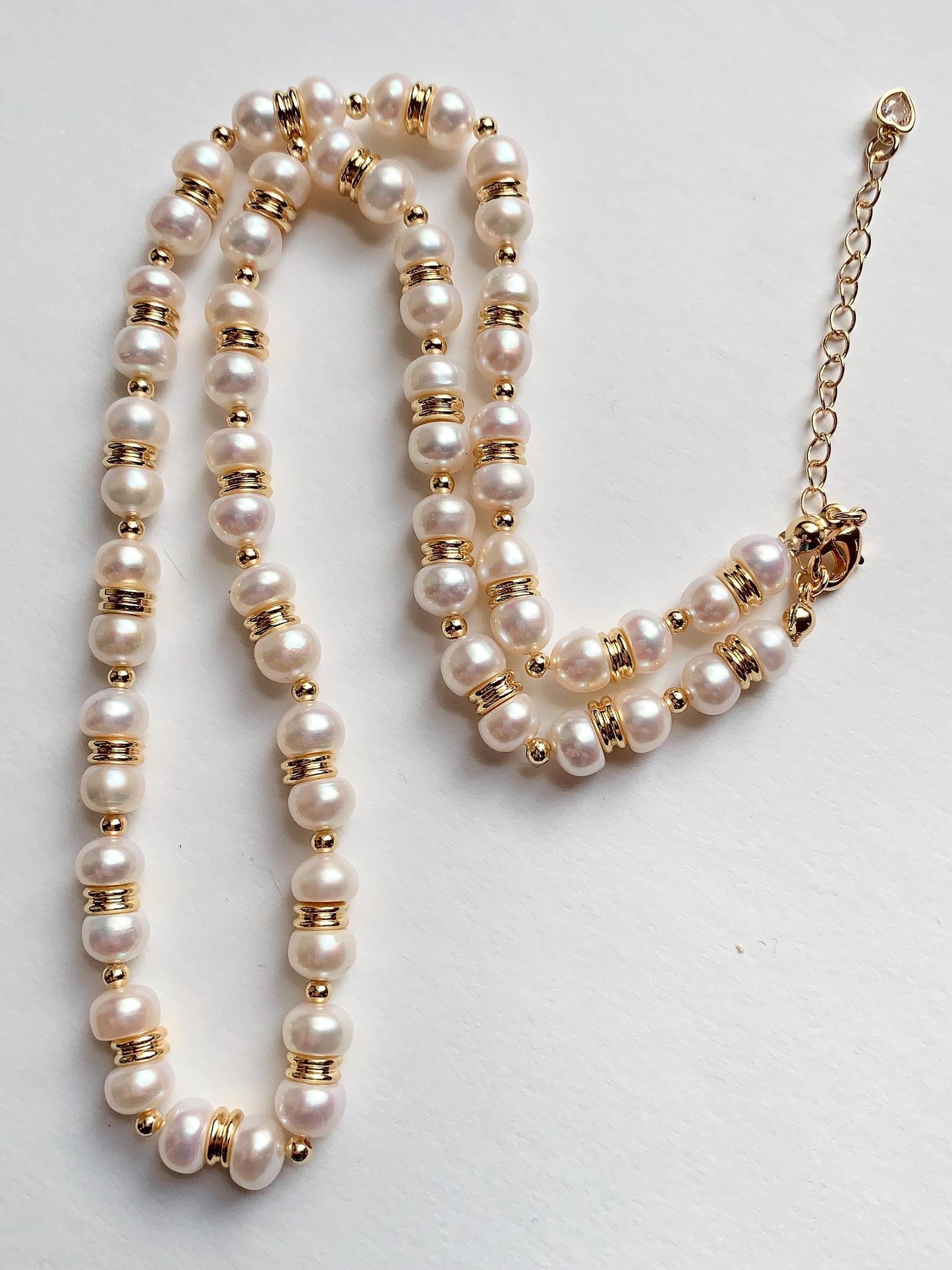 18k Gold Filled Freshwater Pearl Jewelry Set: Necklace, Bracelet & Earrings