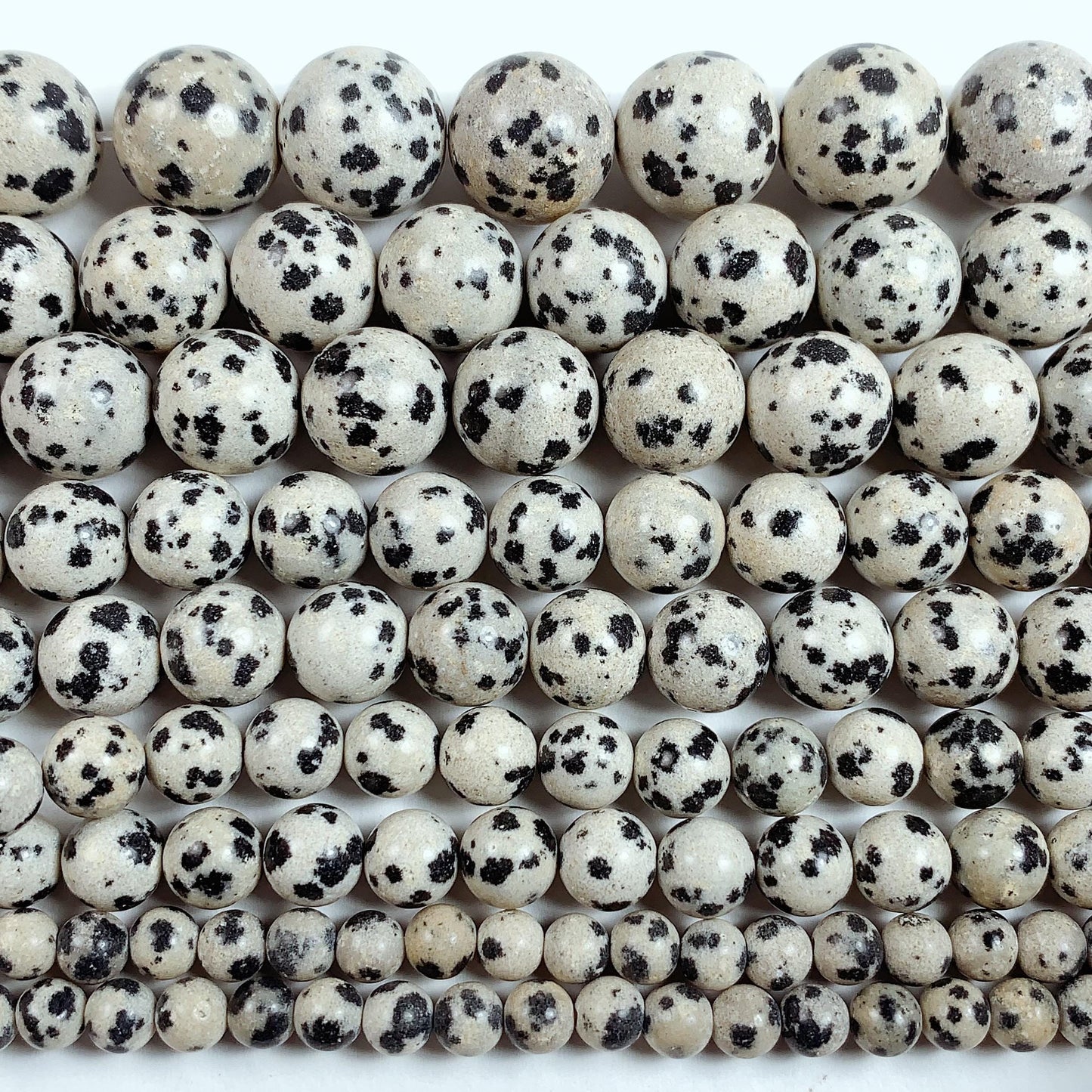 Natural Dalmatian Jasper Beads: Smooth Round Gemstone Strand