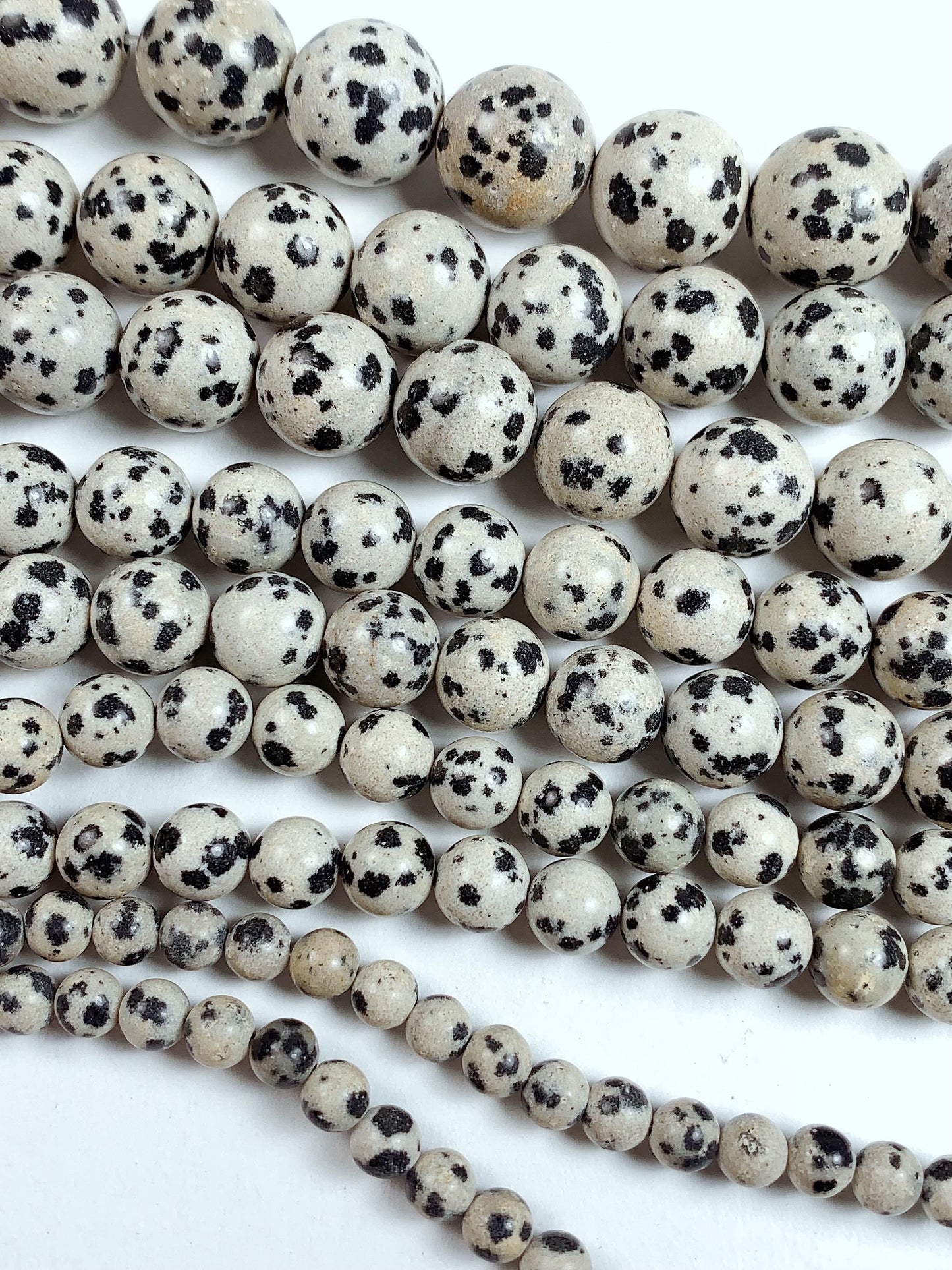 Natural Dalmatian Jasper Beads: Smooth Round Gemstone Strand