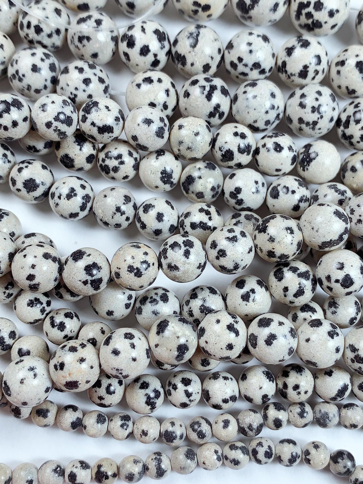 Natural Dalmatian Jasper Beads: Smooth Round Gemstone Strand