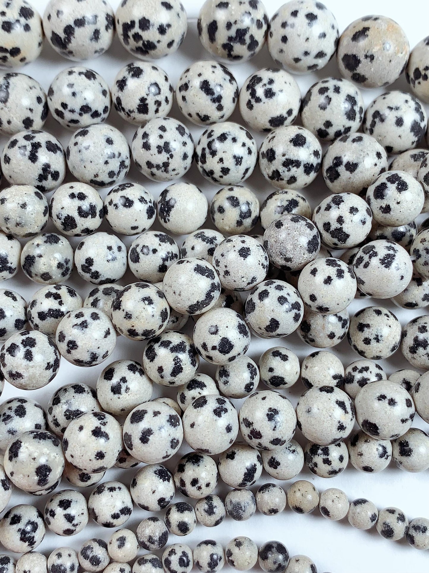 Natural Dalmatian Jasper Beads: Smooth Round Gemstone Strand