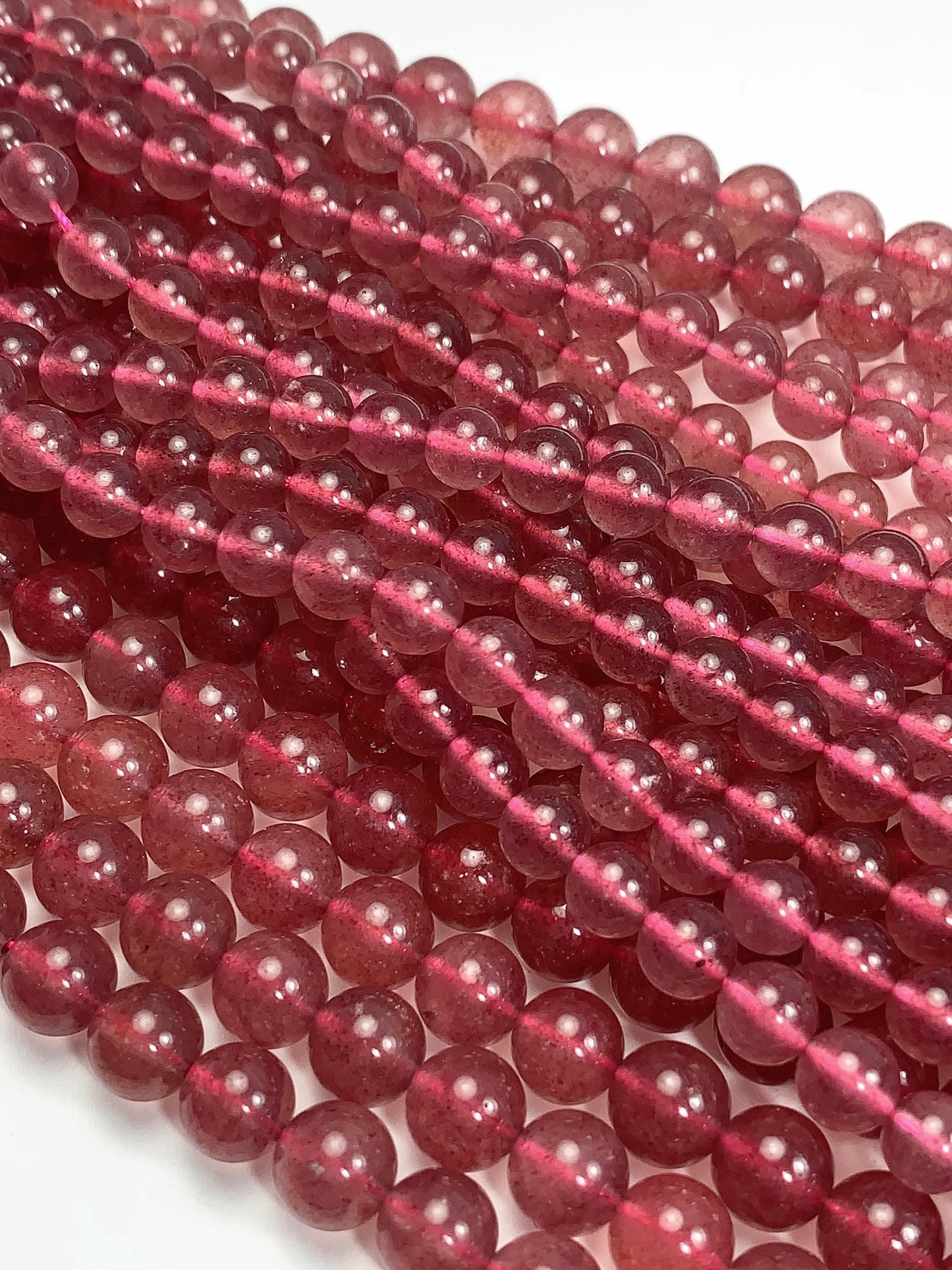 AAA Red Strawberry Quartz Beads: Natural Gemstone Strand (4mm 6mm 8mm)