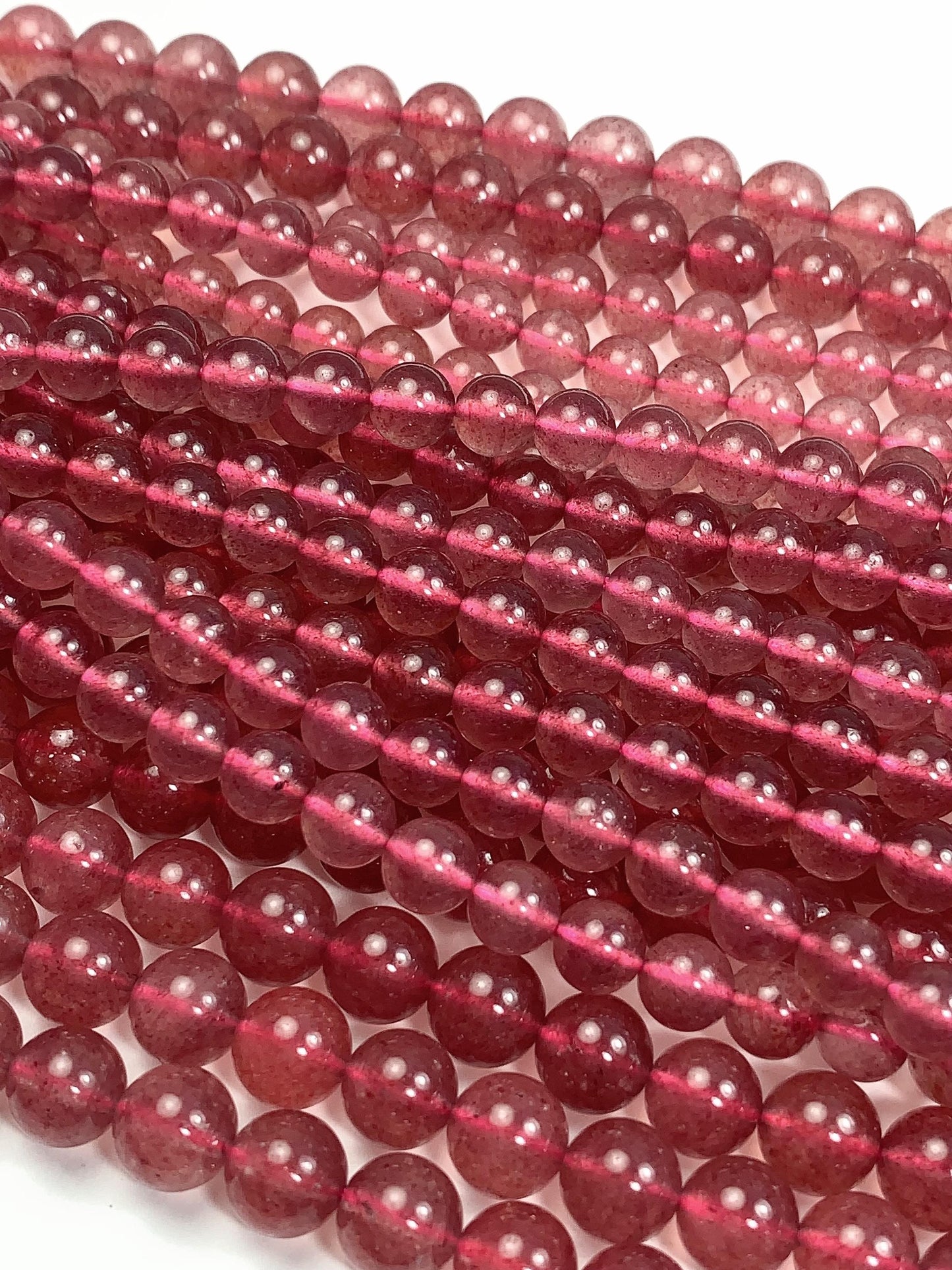 AAA Red Strawberry Quartz Beads: Natural Gemstone Strand (4mm 6mm 8mm)
