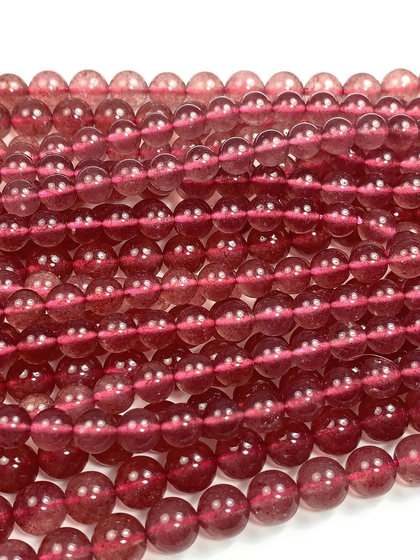 AAA Red Strawberry Quartz Beads: Natural Gemstone Strand (4mm 6mm 8mm)