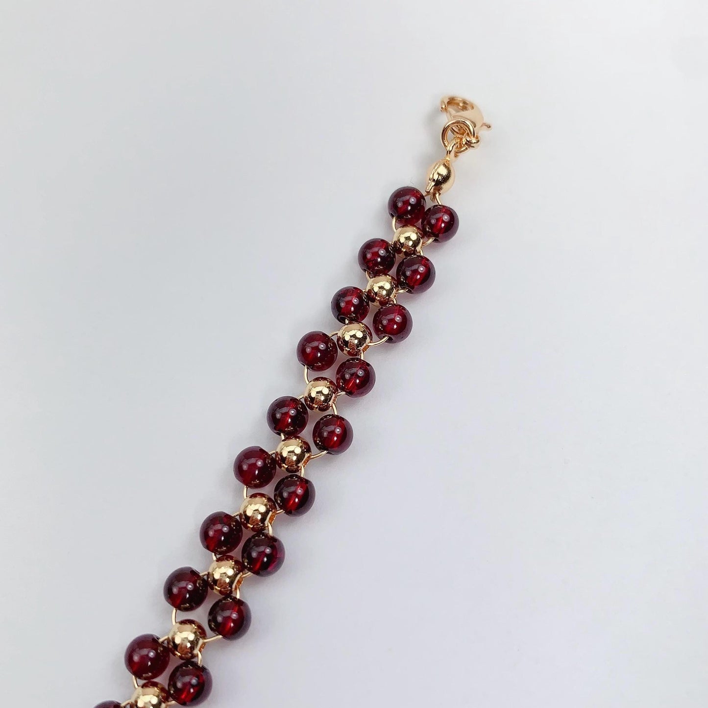 Natural Red Garnet 14K Gold Filled Bracelet: January Birthstone