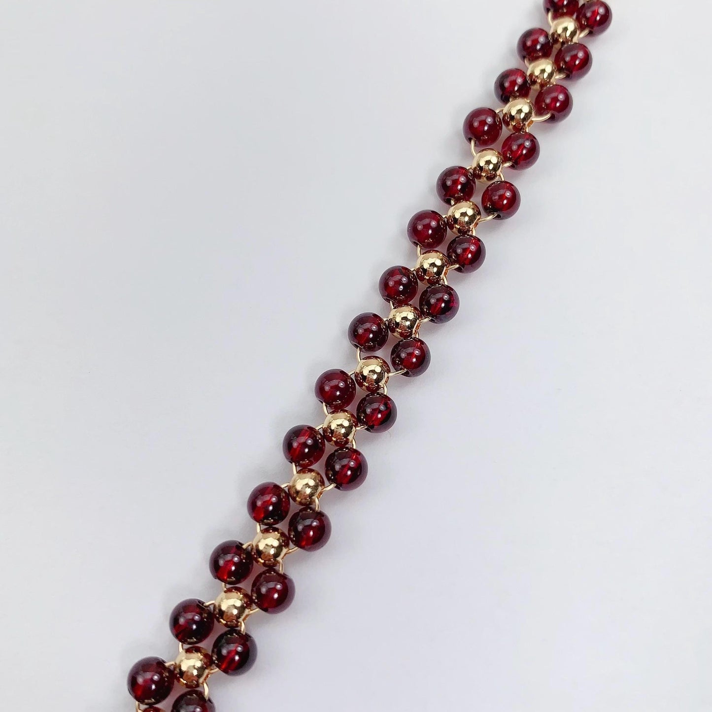 Natural Red Garnet 14K Gold Filled Bracelet: January Birthstone