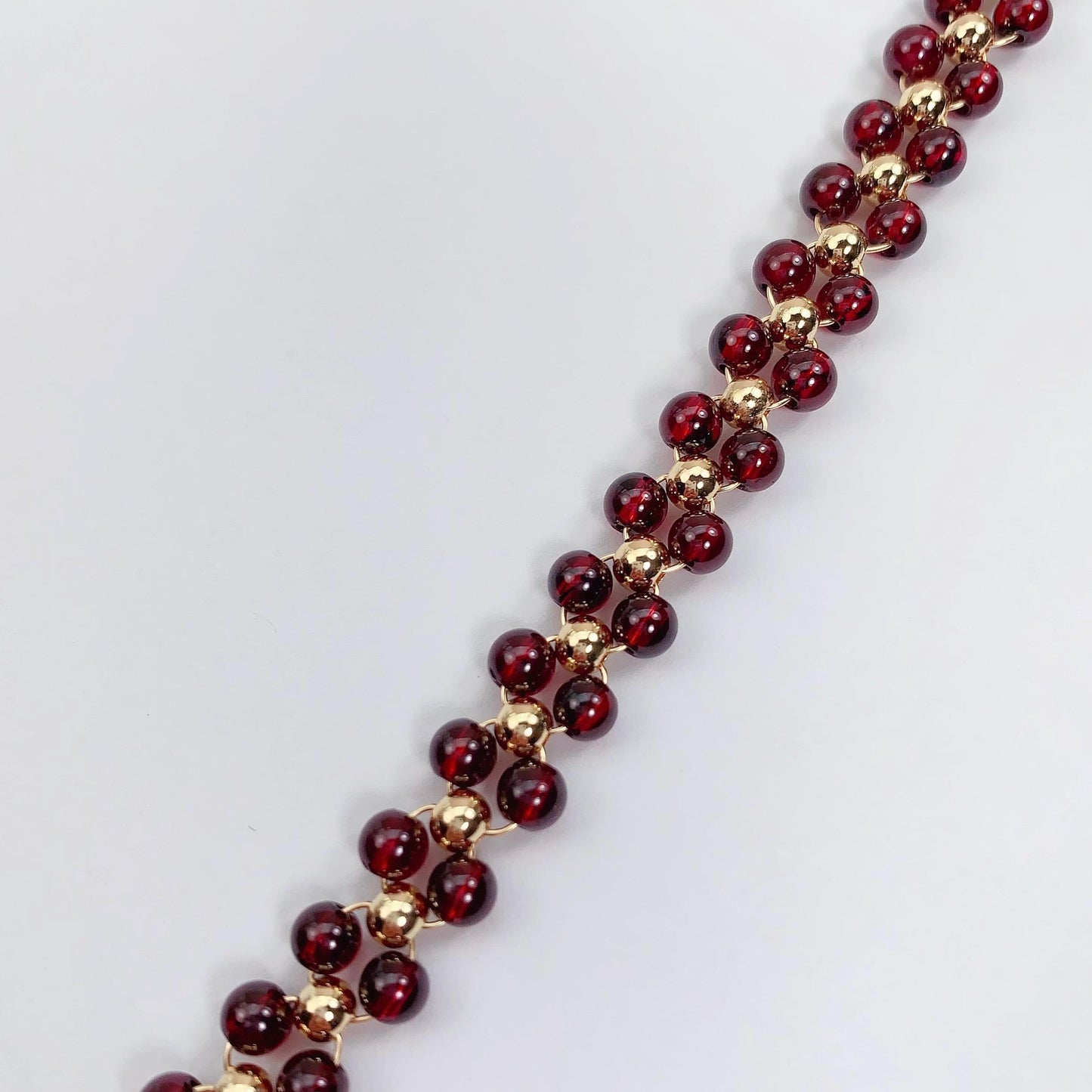 Natural Red Garnet 14K Gold Filled Bracelet: January Birthstone