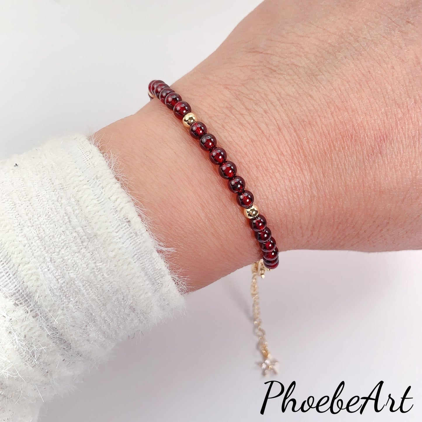 Red Garnet Bracelet: 14K Gold Filled, January Birthstone, Healing Crystals