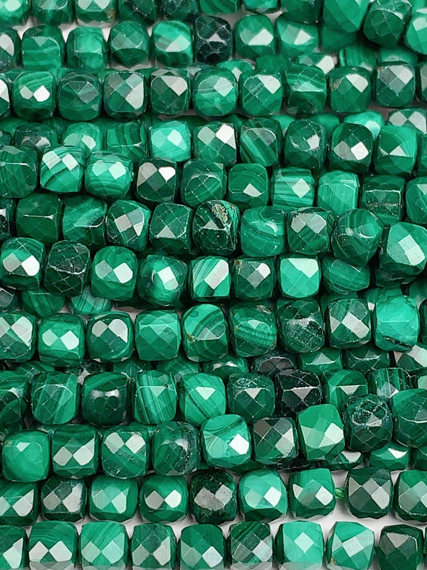 4.5mm + Good Quality Genuine Natural green malachite Cube Square Beads 15.5" Strand