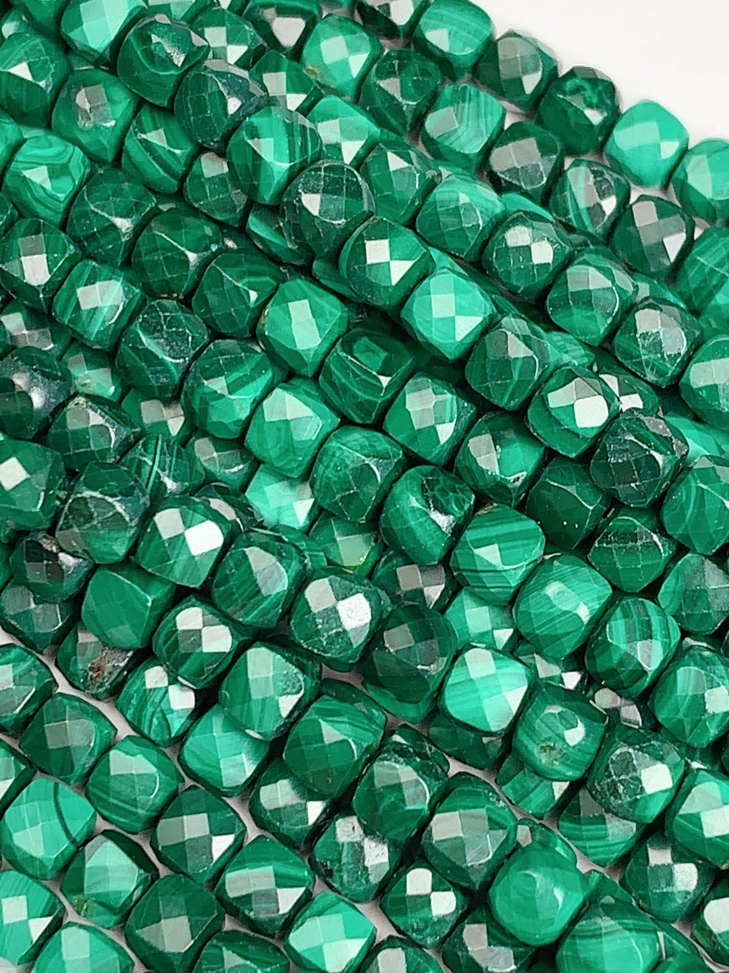 4.5mm + Good Quality Genuine Natural green malachite Cube Square Beads 15.5" Strand