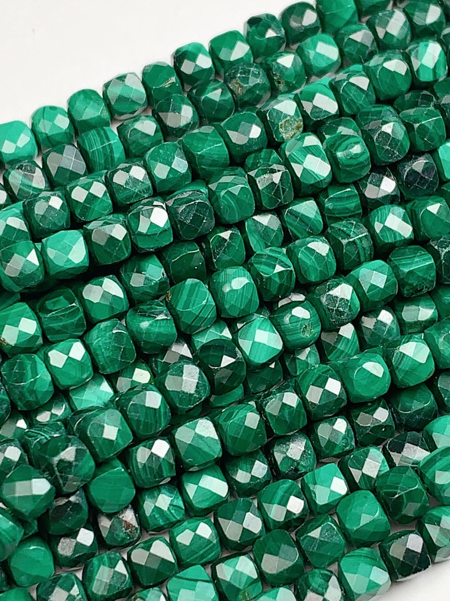 4.5mm + Good Quality Genuine Natural green malachite Cube Square Beads 15.5" Strand