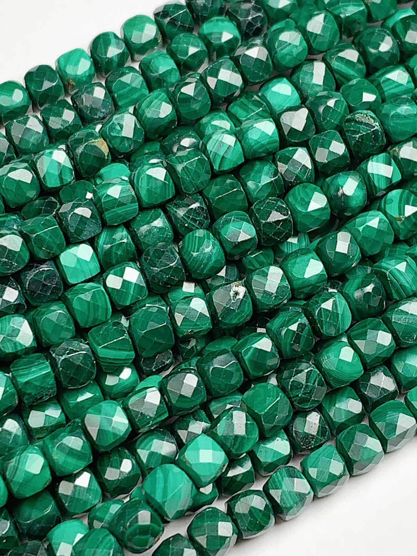 4.5mm + Good Quality Genuine Natural green malachite Cube Square Beads 15.5" Strand